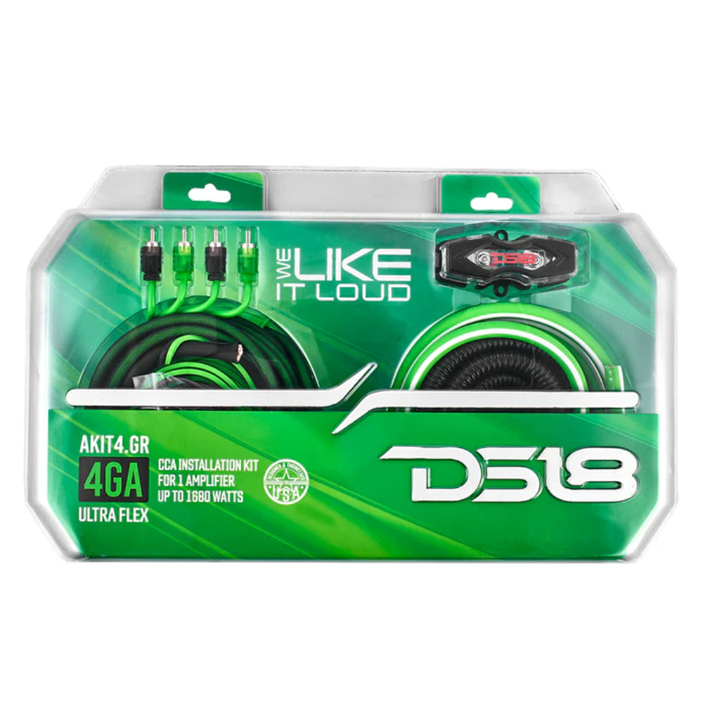 DS18 Amp Wiring Kit Installation Green CCA 4 Gauge 1680W AKIT4.GR