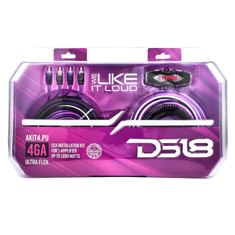 DS18 Amp Wiring Kit Installation Accessory Purple CCA 4 Gauge 1680W AKIT4.PU