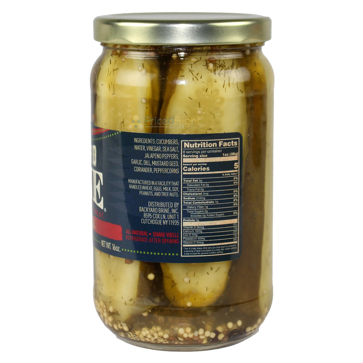 Backyard Brine Jalapeno Spicy Dill 16 Oz Vegan and Vegetarian Fat and Sugar Free