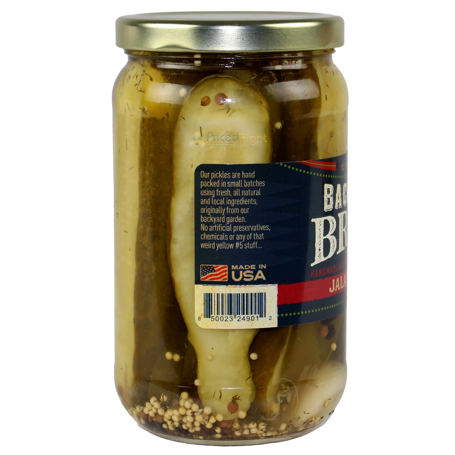 Backyard Brine Jalapeno Spicy Dill 16 Oz Vegan and Vegetarian Fat and Sugar Free