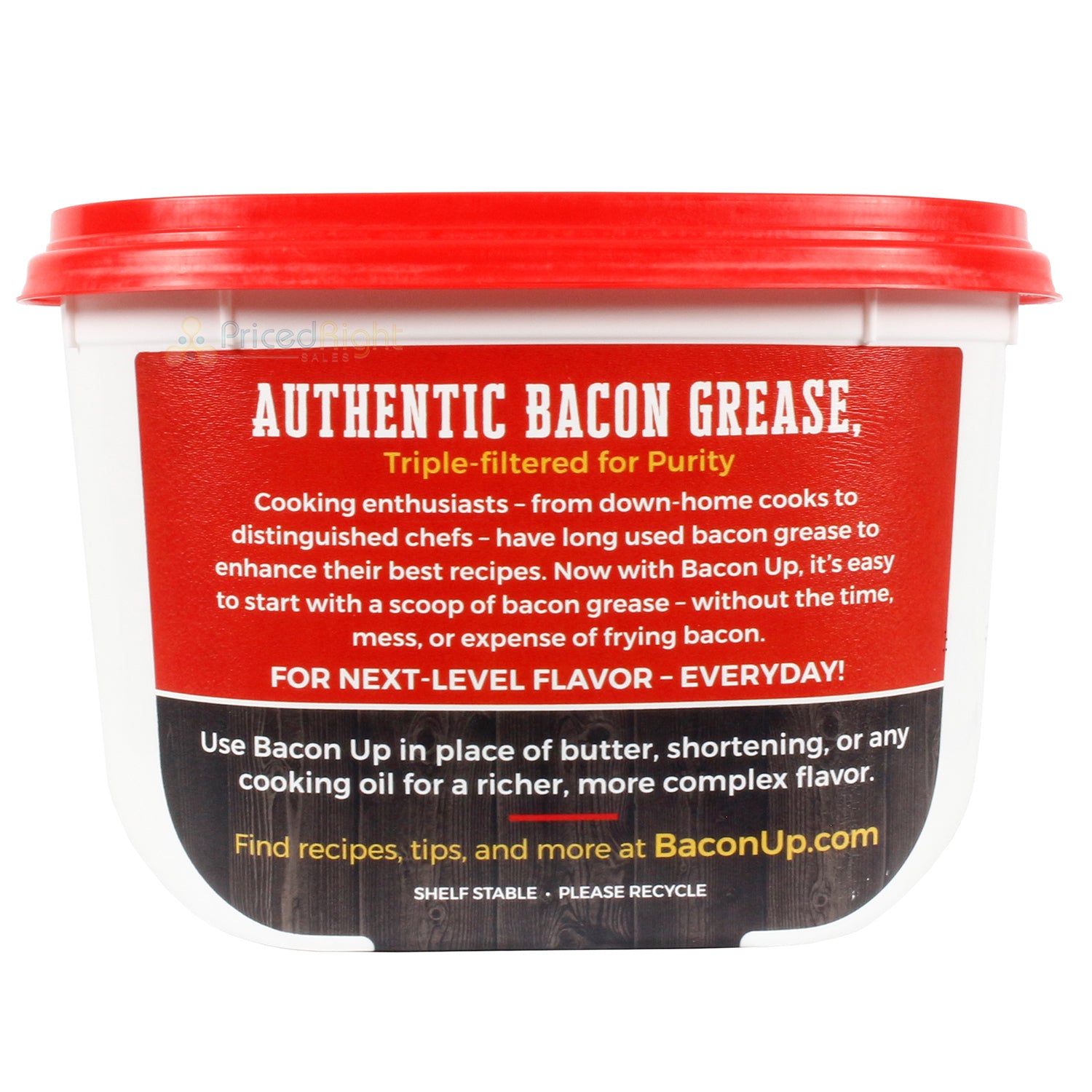 Bacon Up Bacon Grease Rendered Bacon Fat Triple Filtered Fry Cook Bake 14 Oz