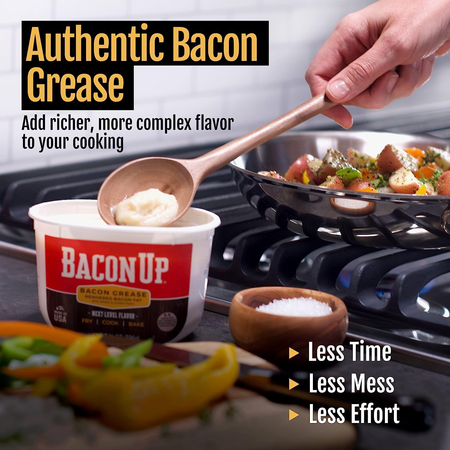 Bacon Up Bacon Grease Rendered Bacon Fat Triple Filtered Fry Cook Bake 14 Oz