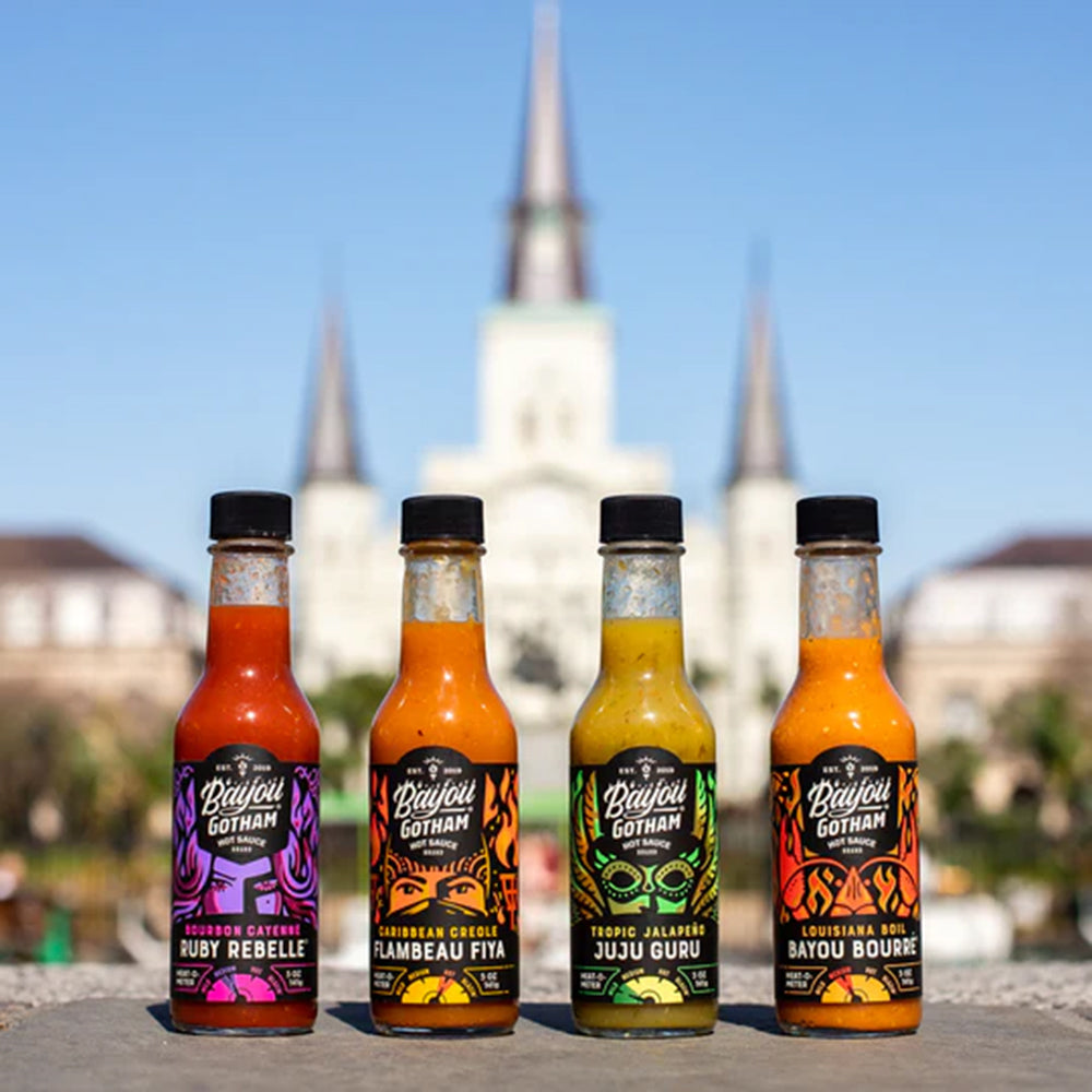 Bayou Gotham Hot Sauce Collection 4-Pack Gift Set Gluten Free BAYOU GIFTSET