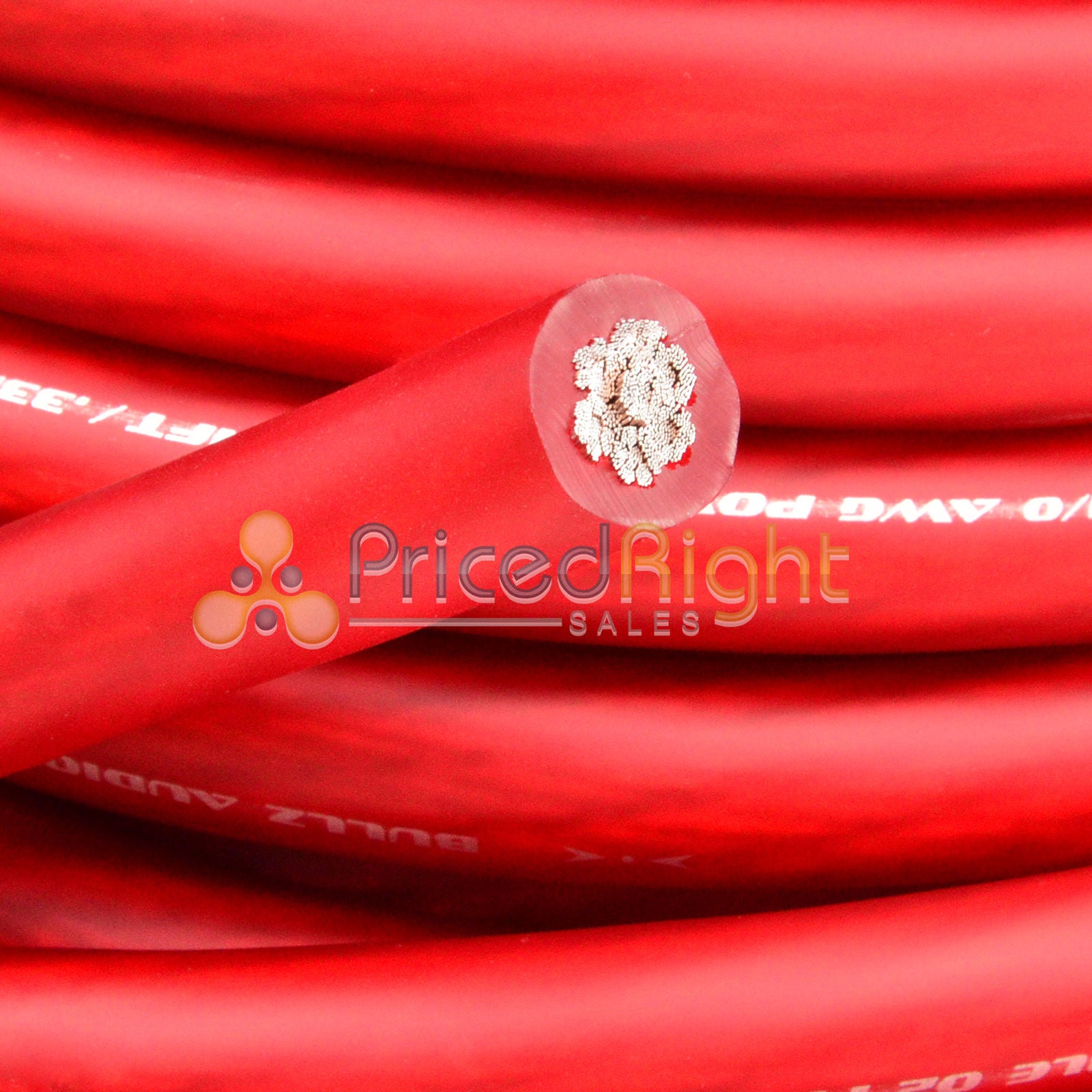 1/0 Gauge Power Wire Red 50 Ft Feet Cable CCA Twisted Car Audio Pro Bullz Audio