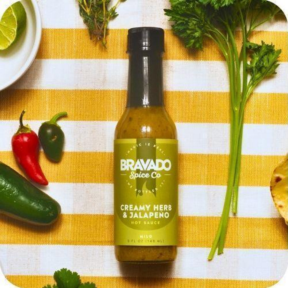 Bravado Spice Co. Creamy Herb and Jalapeno Hot Sauce Mild 5 oz Bottle Vegan