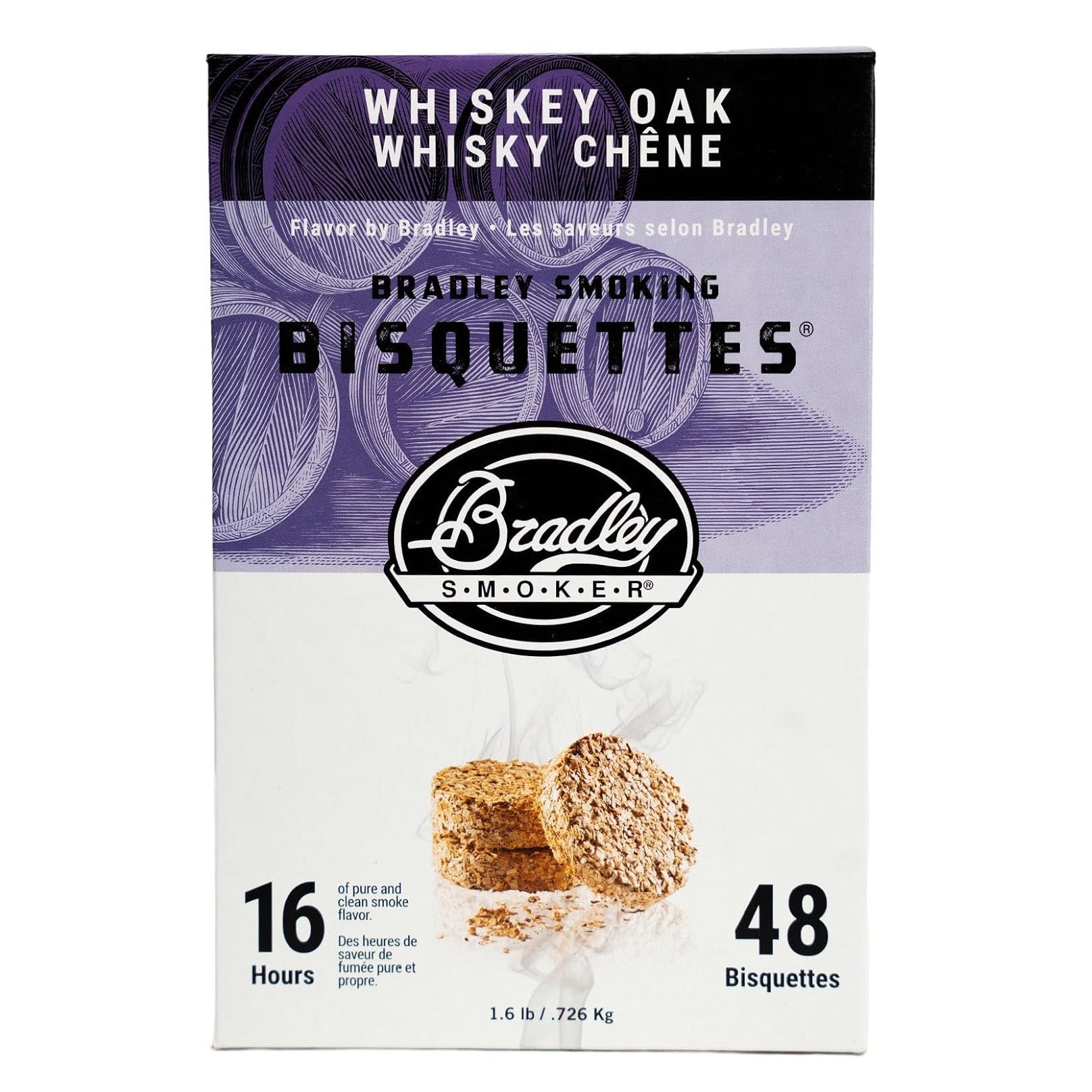 Bradley Smoker 48 Pack Whiskey Oak Flavor Bisquettes Premium Hardwood Chips
