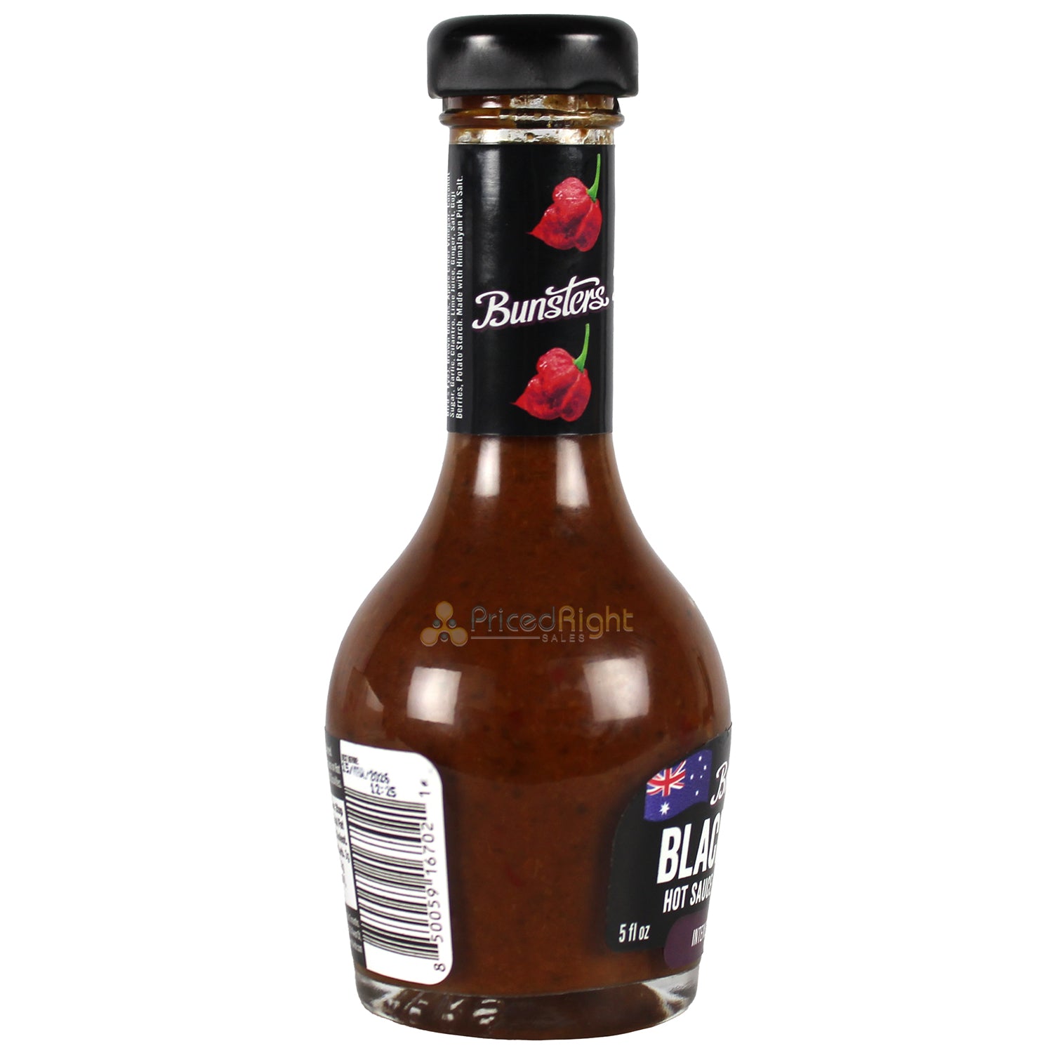 Bunsters Black Label Hot Sauce 16/10 Heat Scorpion Peppers Gluten Free 5 Ounce