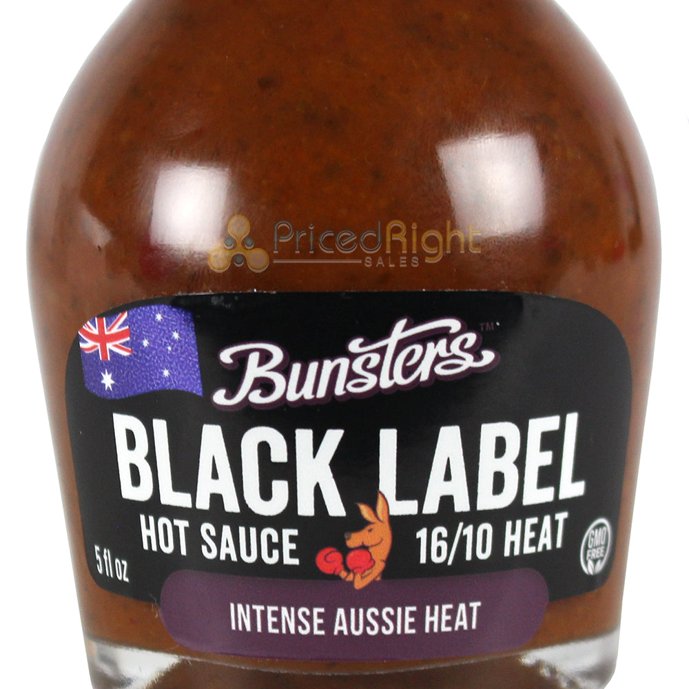 Bunsters Black Label Hot Sauce 16/10 Heat Scorpion Peppers Gluten Free 5 Ounce