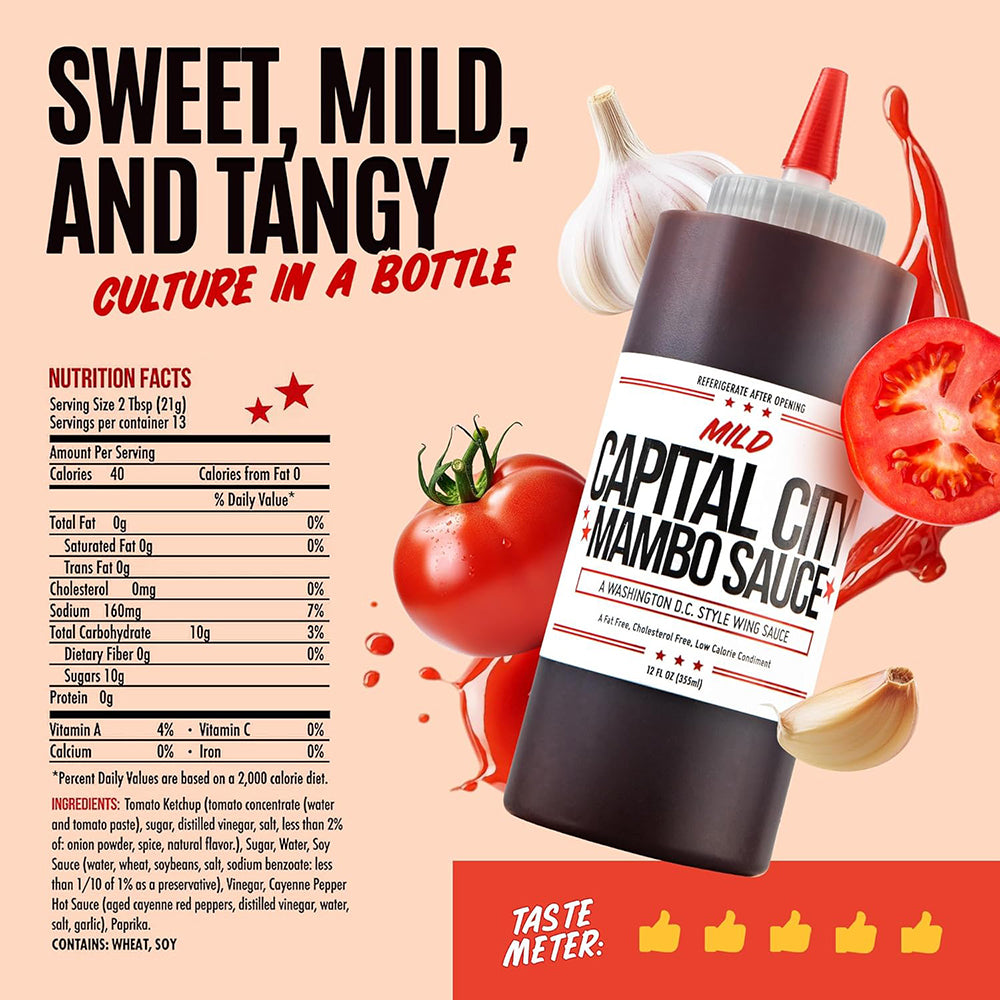 Capital City Sweet Mild Mambo Sauce 12 Oz Vegetarian Sweet and Tangy CC-012MI