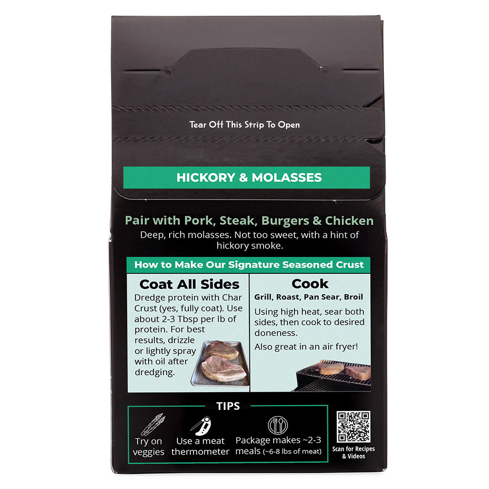 Char Crust Hickory and Molasses Dry Rub Seasoning 4 Oz Kosher Meat and Fish