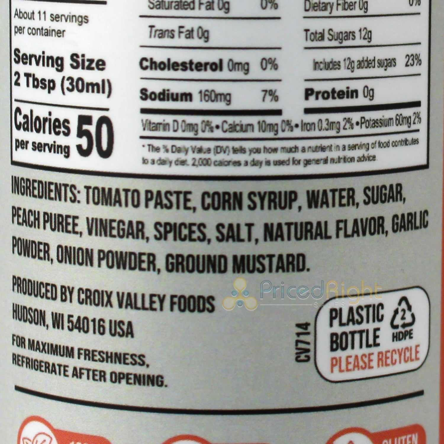 Croix Valley Foods Foundry Series Sweet Peach BBQ Sauce 14 Oz Gluten Free