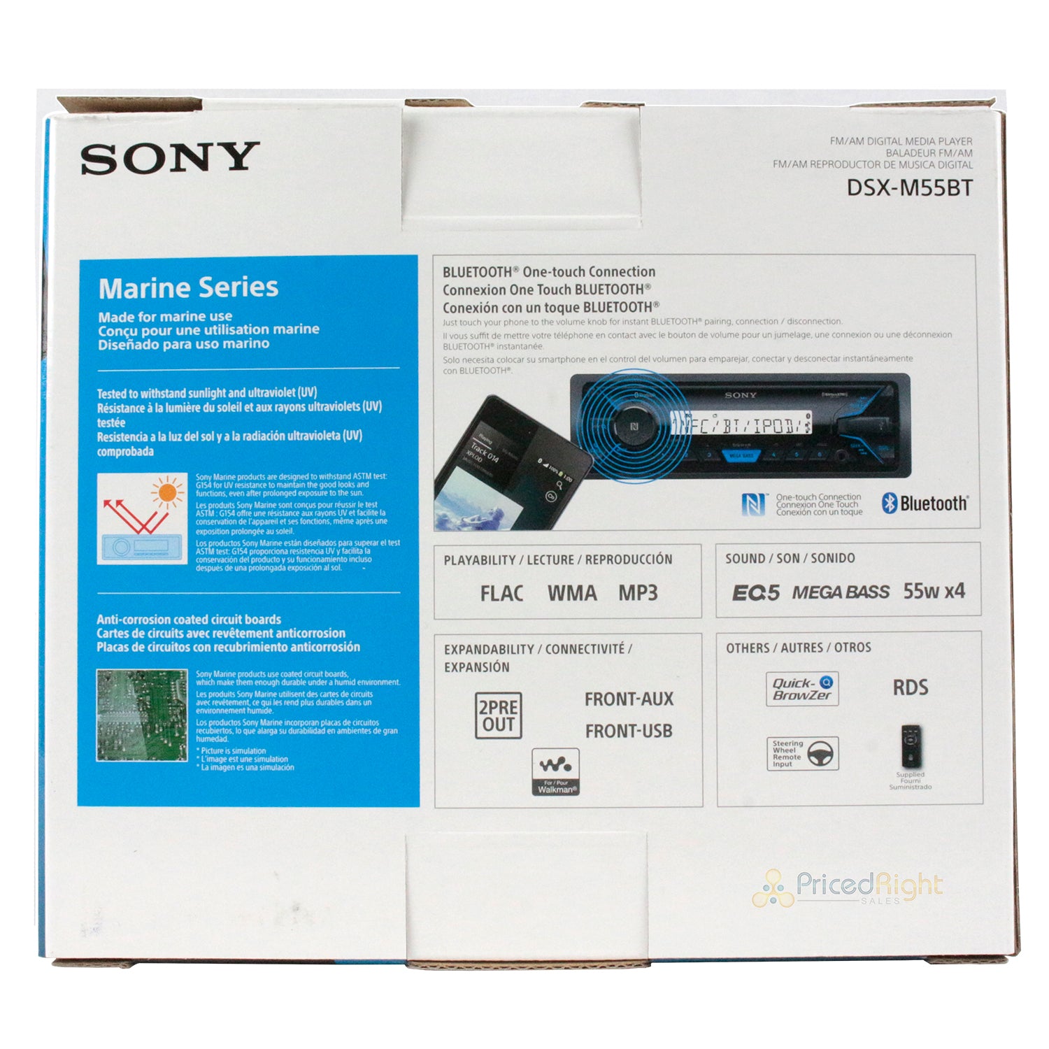 Sony Mechless Marine Media Receiver Bluetooth AM/FM MP3 USB Mega Bass DSX-M55BT