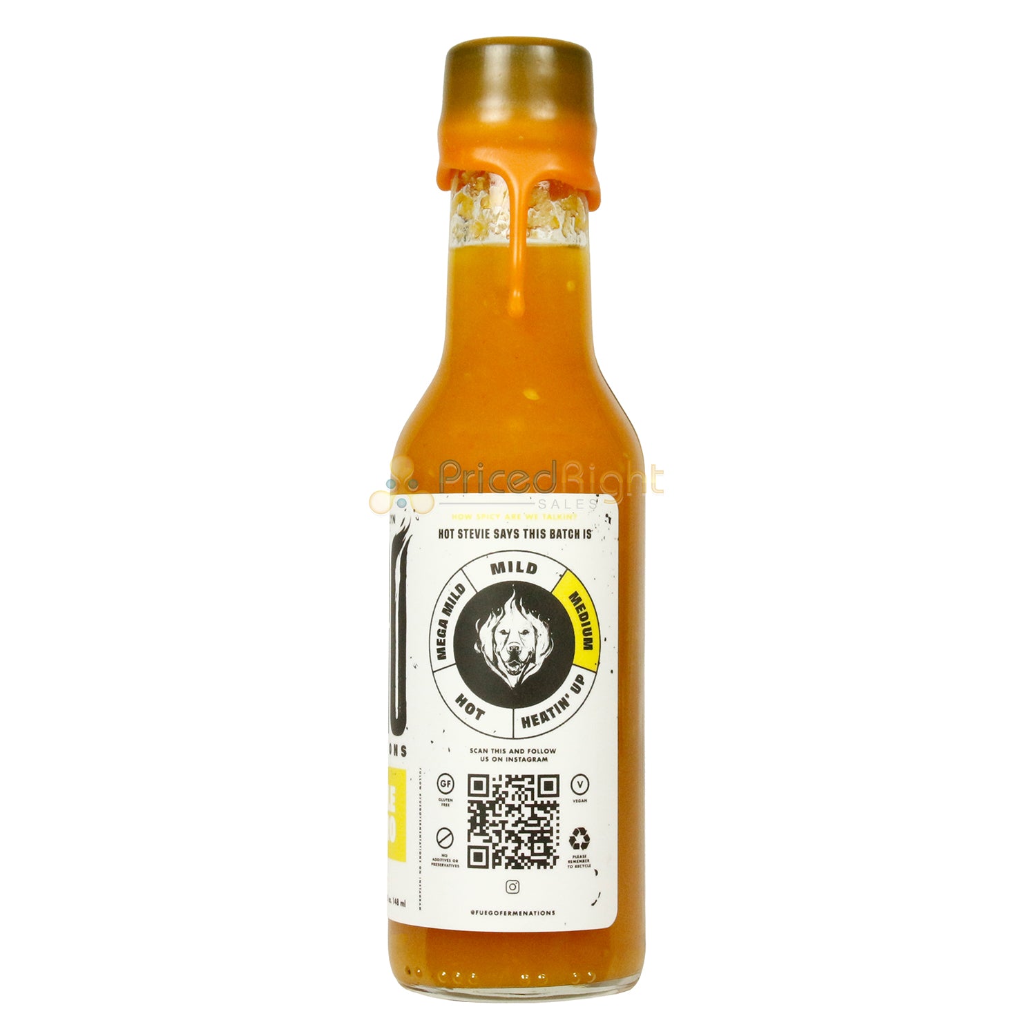 Fuego Fermentations Pineapple Habanero Hot Sauce Sweet & Spicy Medium Heat 5 Oz