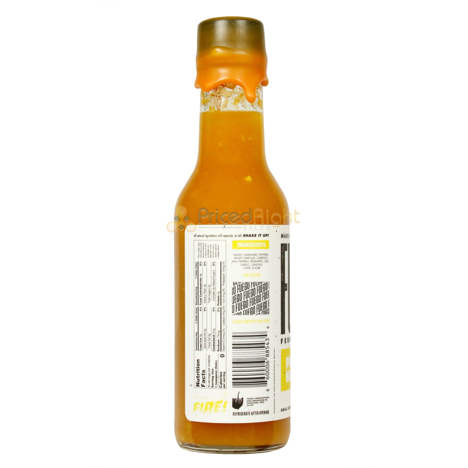 Fuego Fermentations Pineapple Habanero Hot Sauce Sweet & Spicy Medium Heat 5 Oz