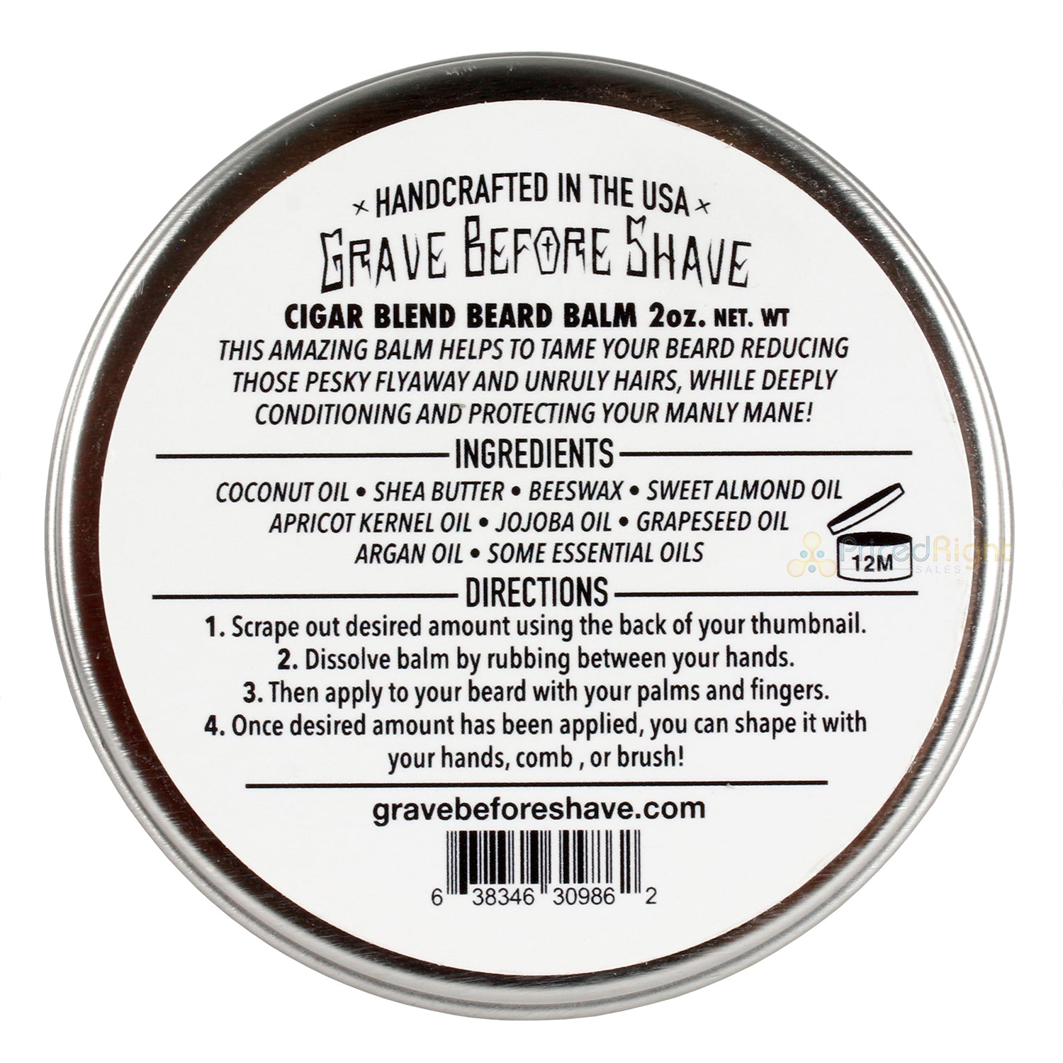 Grave Before Shave Handcrafted Beard Balm Strong Hold Cigar Blend Vanilla 2 Oz