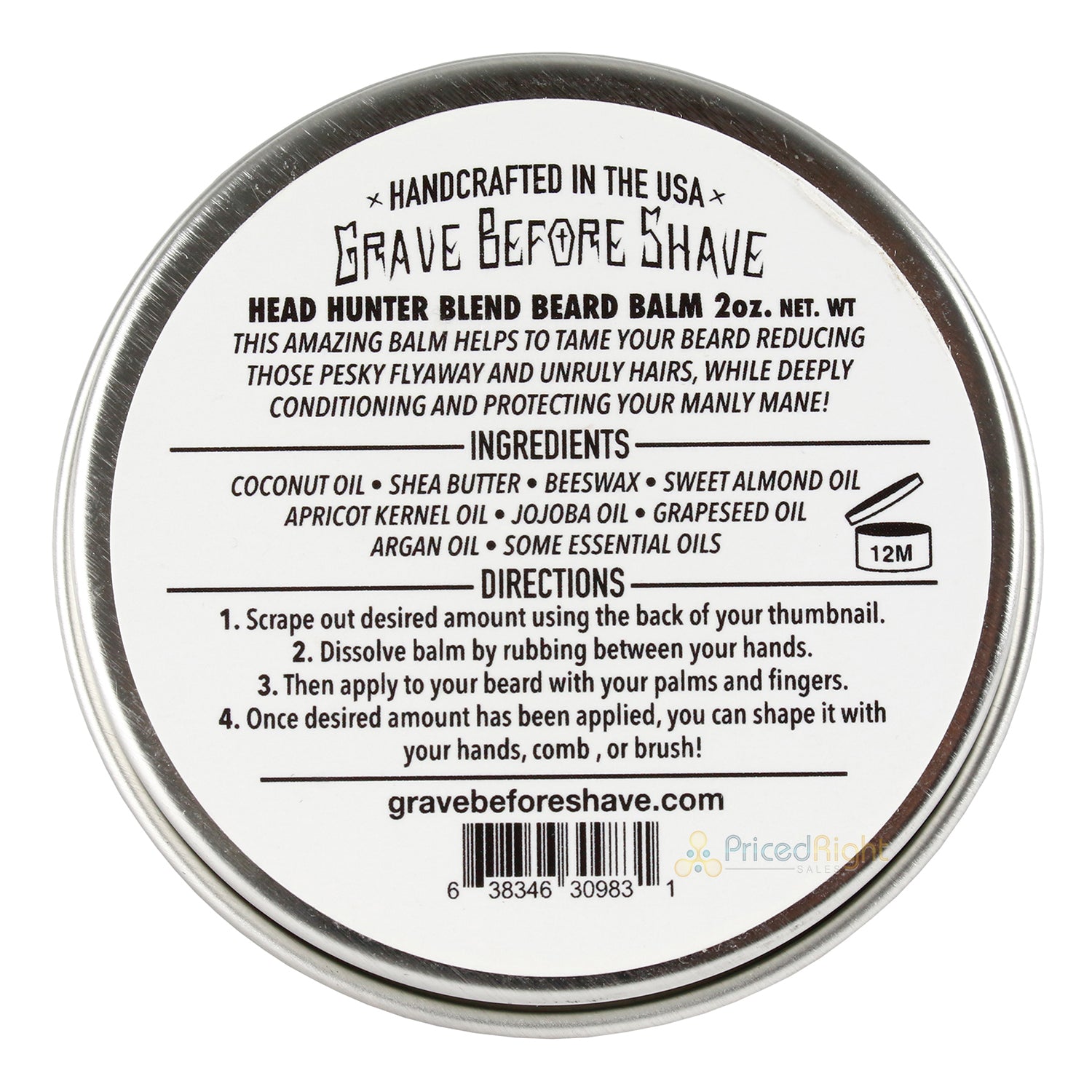 Grave Before Shave Handcrafted Beard Balm Head Hunter Blend Tropical Summer 2 Oz