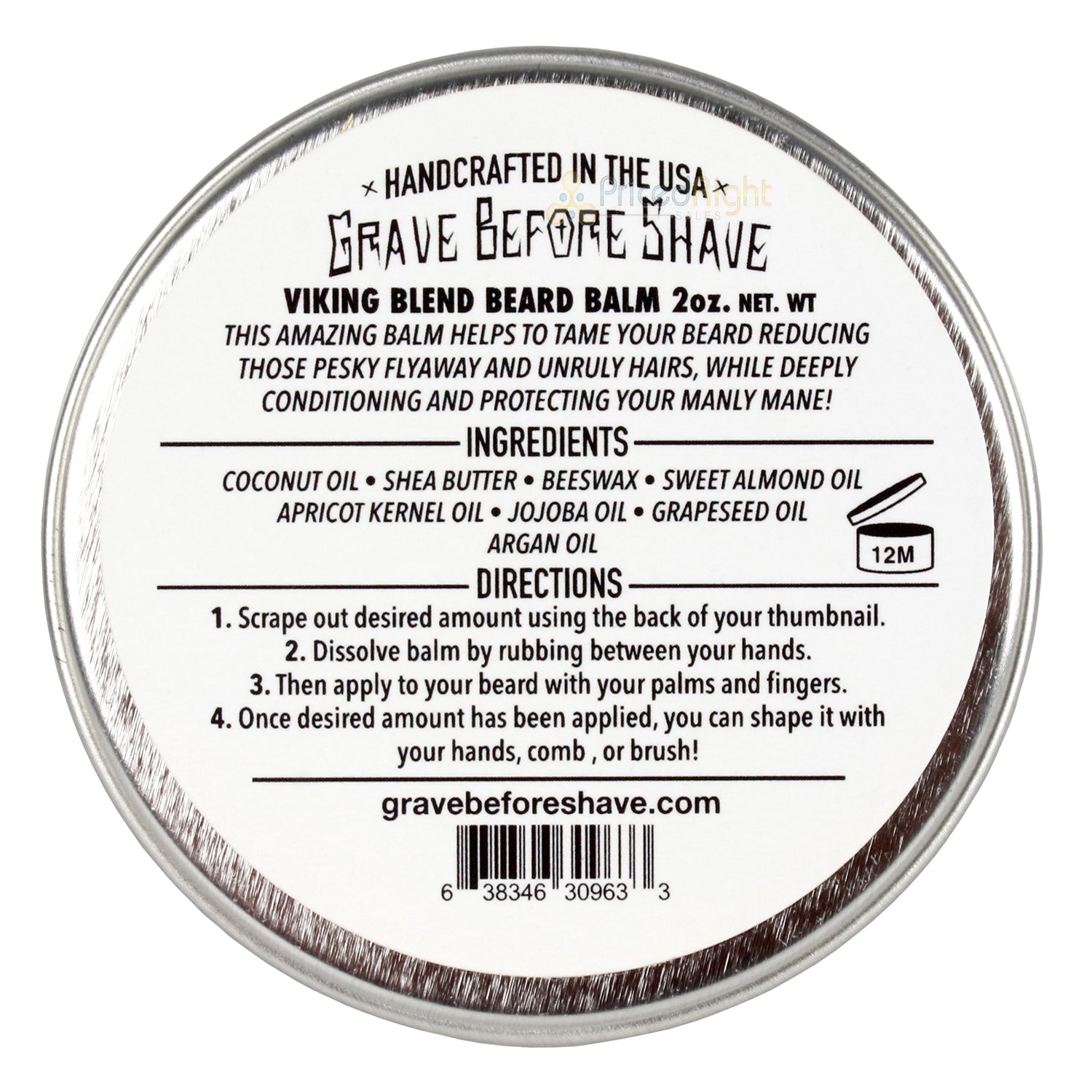 Grave Before Shave Handcrafted Beard Balm Viking Blend Strong Hold Unscented 2oz