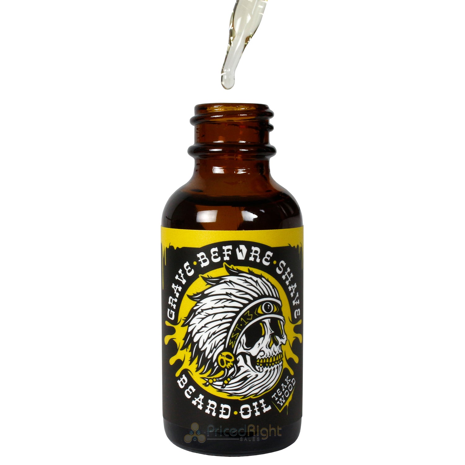 Grave Before Shave Beard & Mustache Oil Conditioner Teakwood Blend Dropper 1 Oz