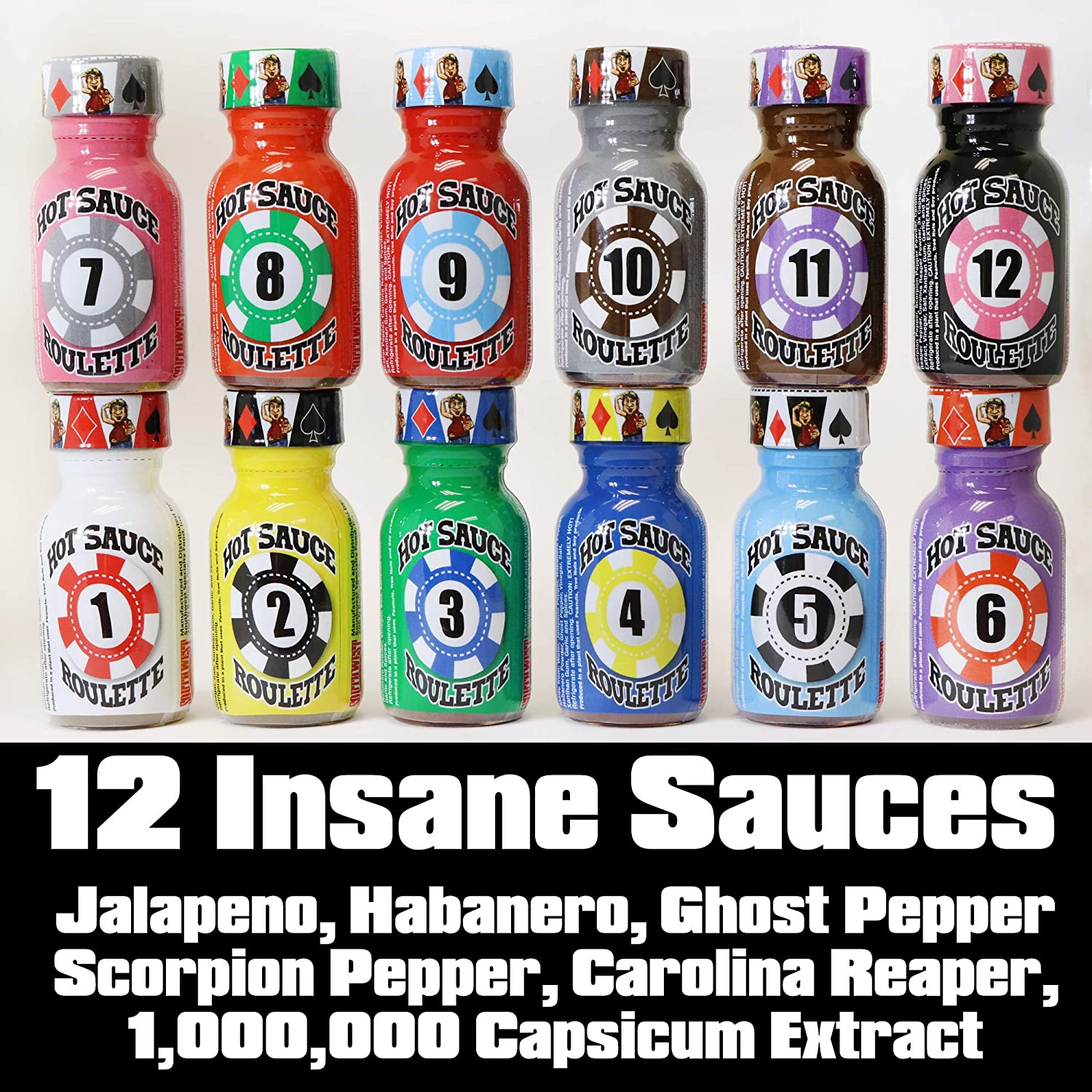 Pure Bred Idiot Hot Sauce Roulette Game with 12 Bottles Spicy Gift Set GS647