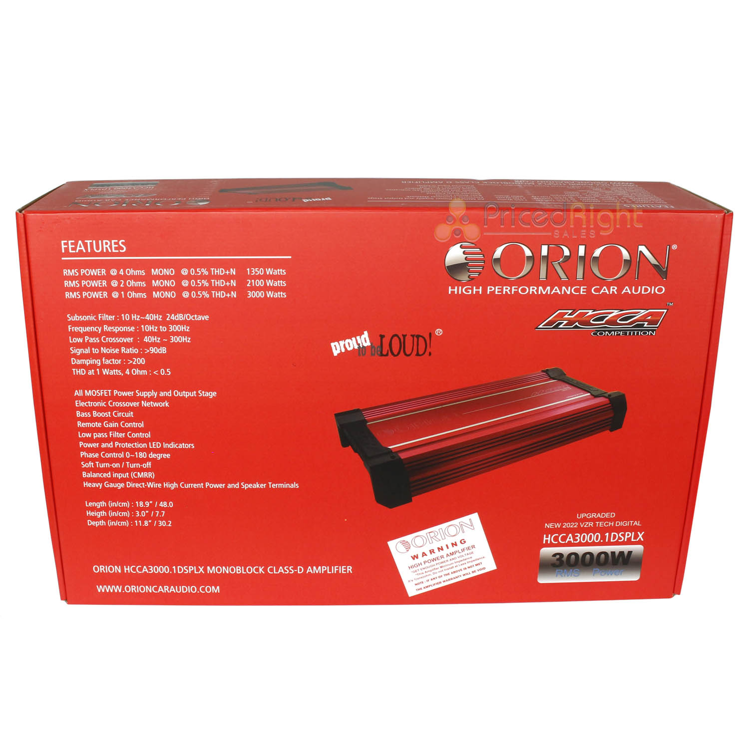 Orion HCCA3000.1DSPLX Monoblock Class D Amplifier High Performance Car Audio