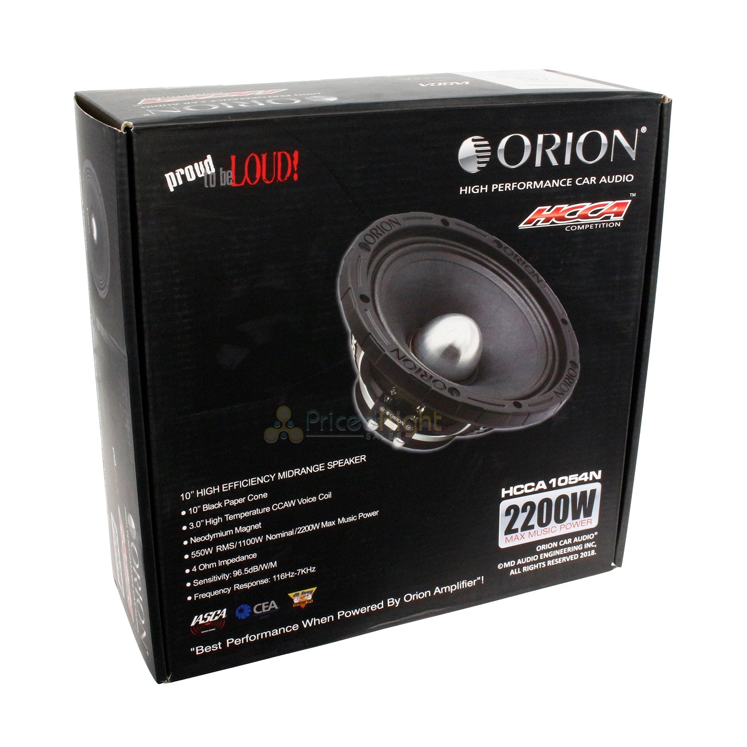 Orion 10" High Efficiency Midrange Speaker 4 Ohm 550W Rms 2200W Max HCCA1054N