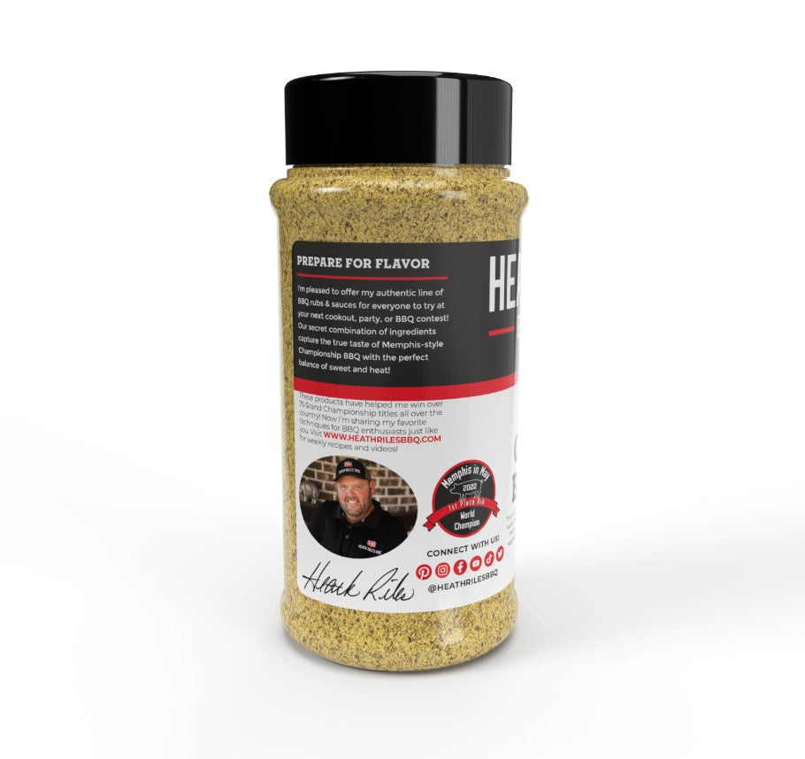 Heath Riles BBQ Authentic Garlic Butter Rub 16 Oz Award Winning Championship