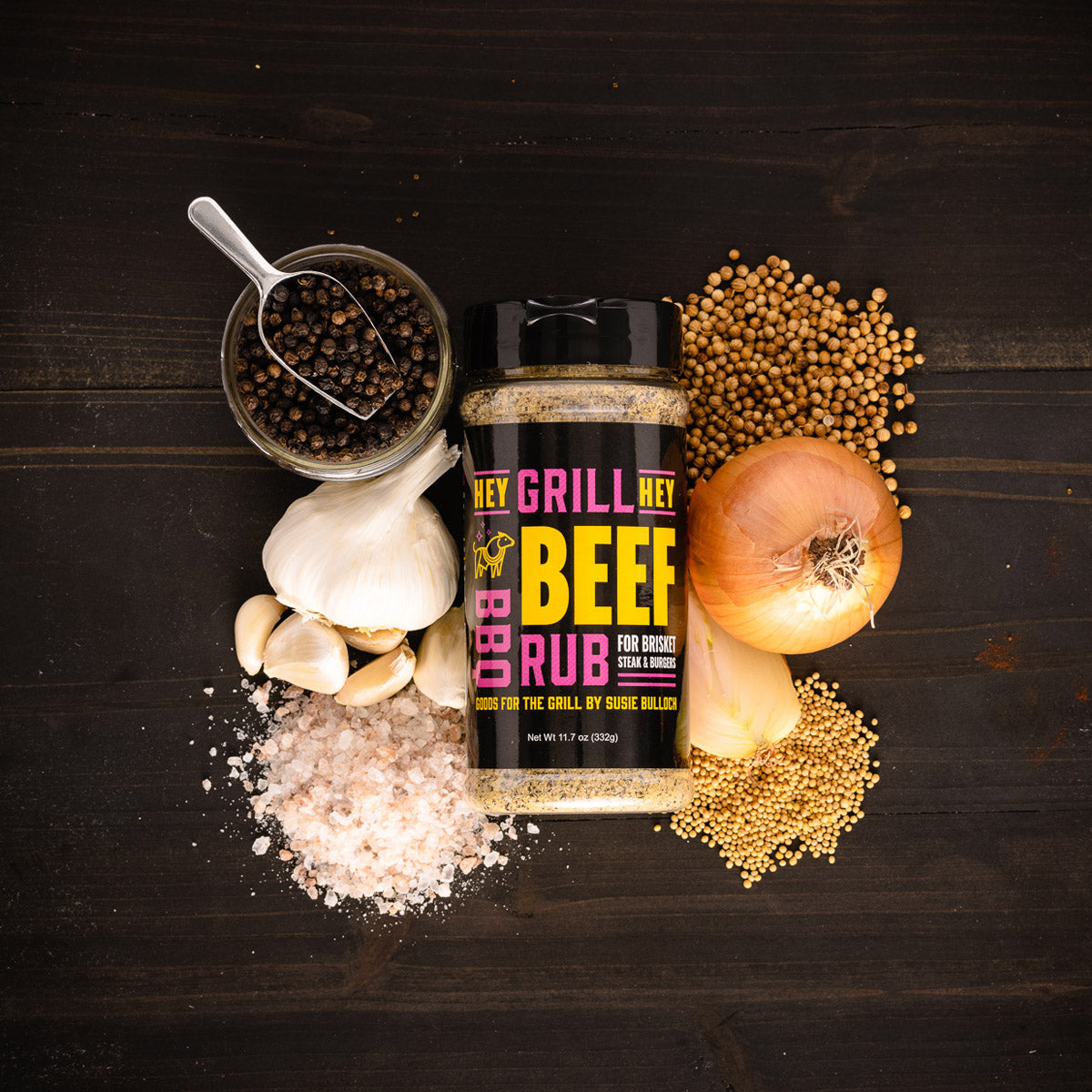 Hey Grill Hey Signature Beef BBQ Rub 11.7 Oz Bottle Award Winning Beef Seasoning