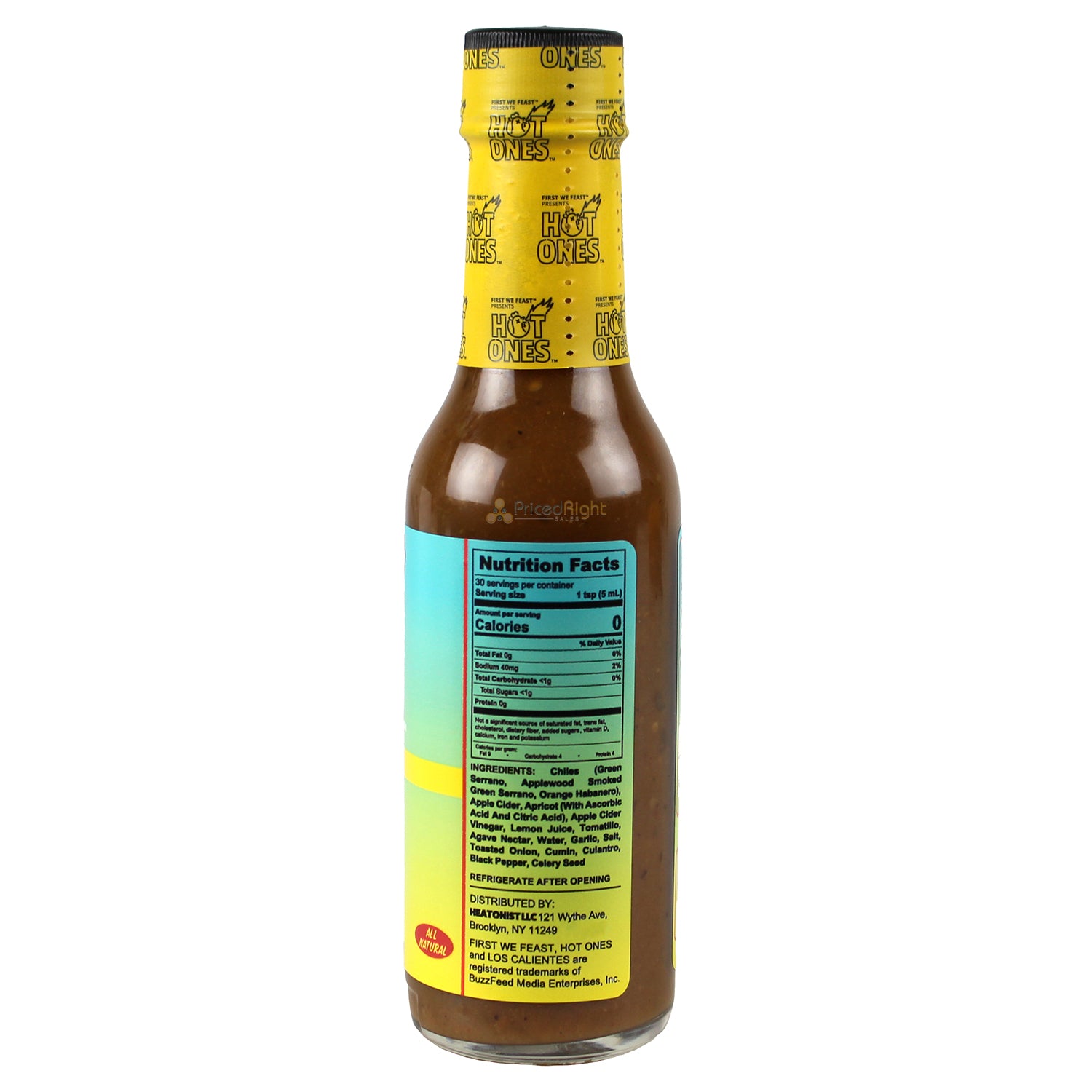 Los Calientes Verde Hot Ones Hot Sauce 5 Oz 5/10 Heat Level