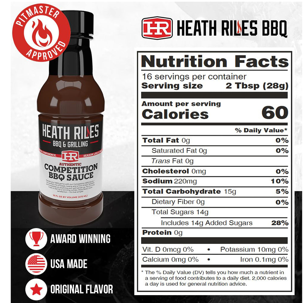 Heath Riles Competition BBQ Sauce 16 Oz Sweet and Tangy Made in USA HRB0141