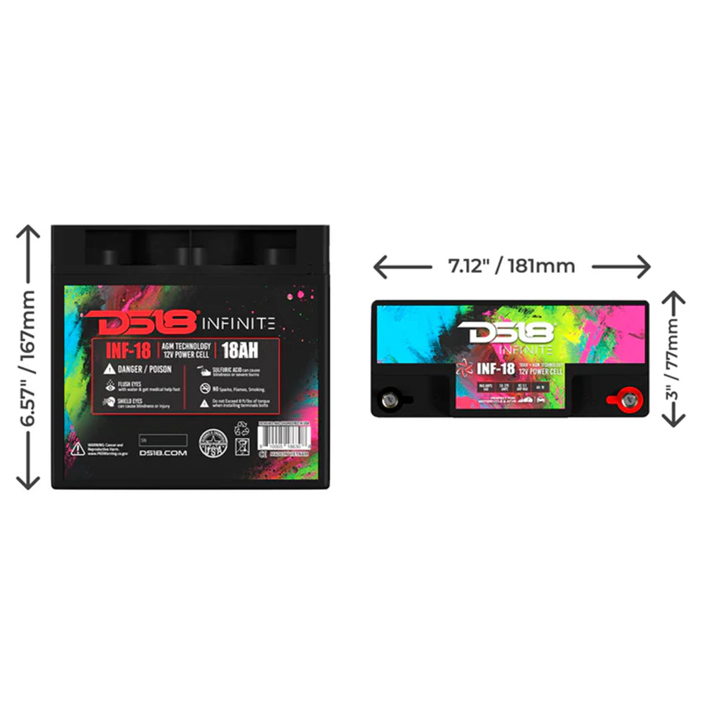 Infinite 750 Watts 18 AH AGM Power Cell Battery DS18 INF-18AH