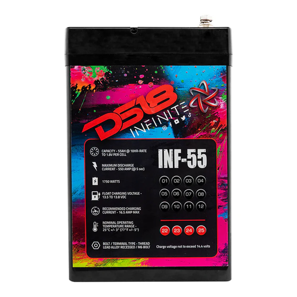 Infinity 1750 Watts 55 AH AGM Power Cell Battery DS18 INF-55AH