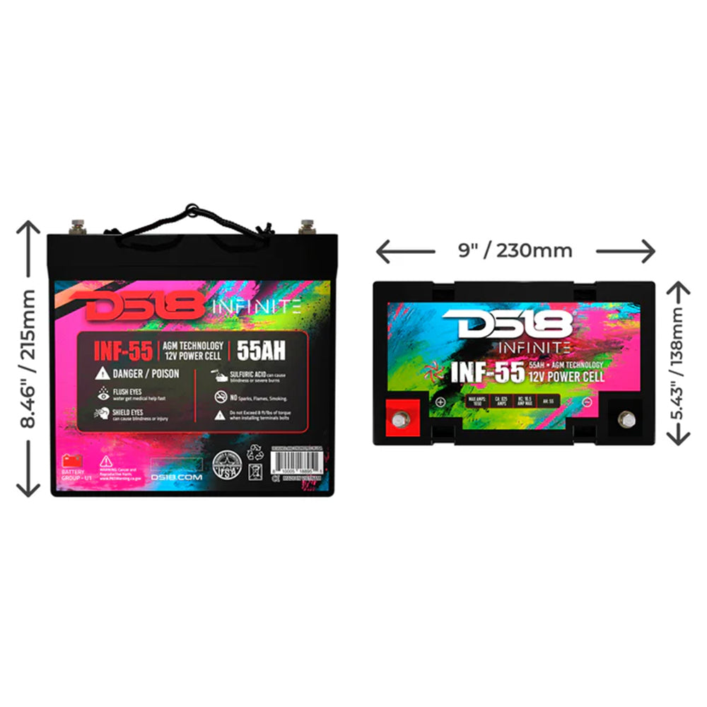 Infinity 1750 Watts 55 AH AGM Power Cell Battery DS18 INF-55AH
