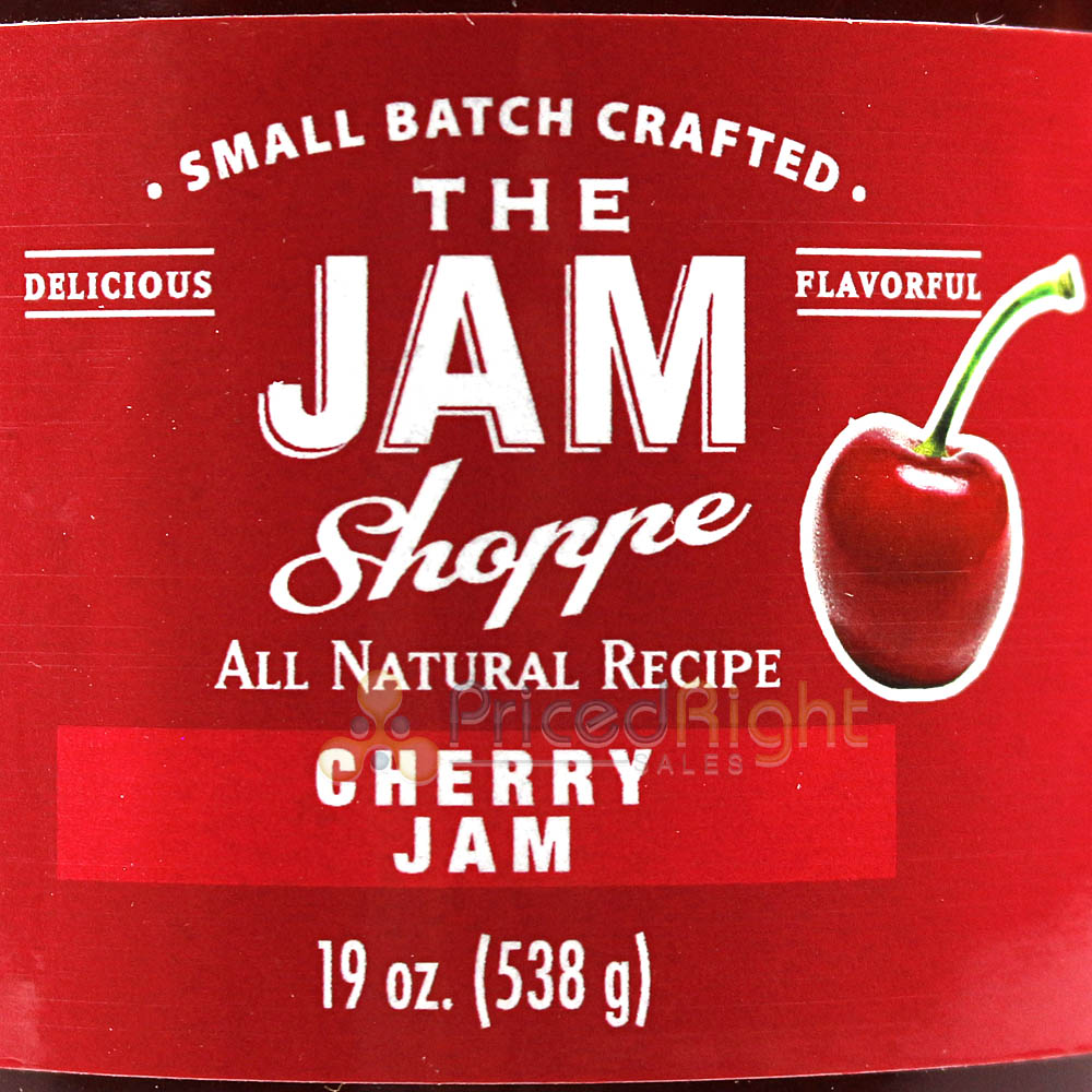 The Jam Shoppe All Natural Cherry Jam 19 oz. Jar Handcrafted Real Fruit Recipe