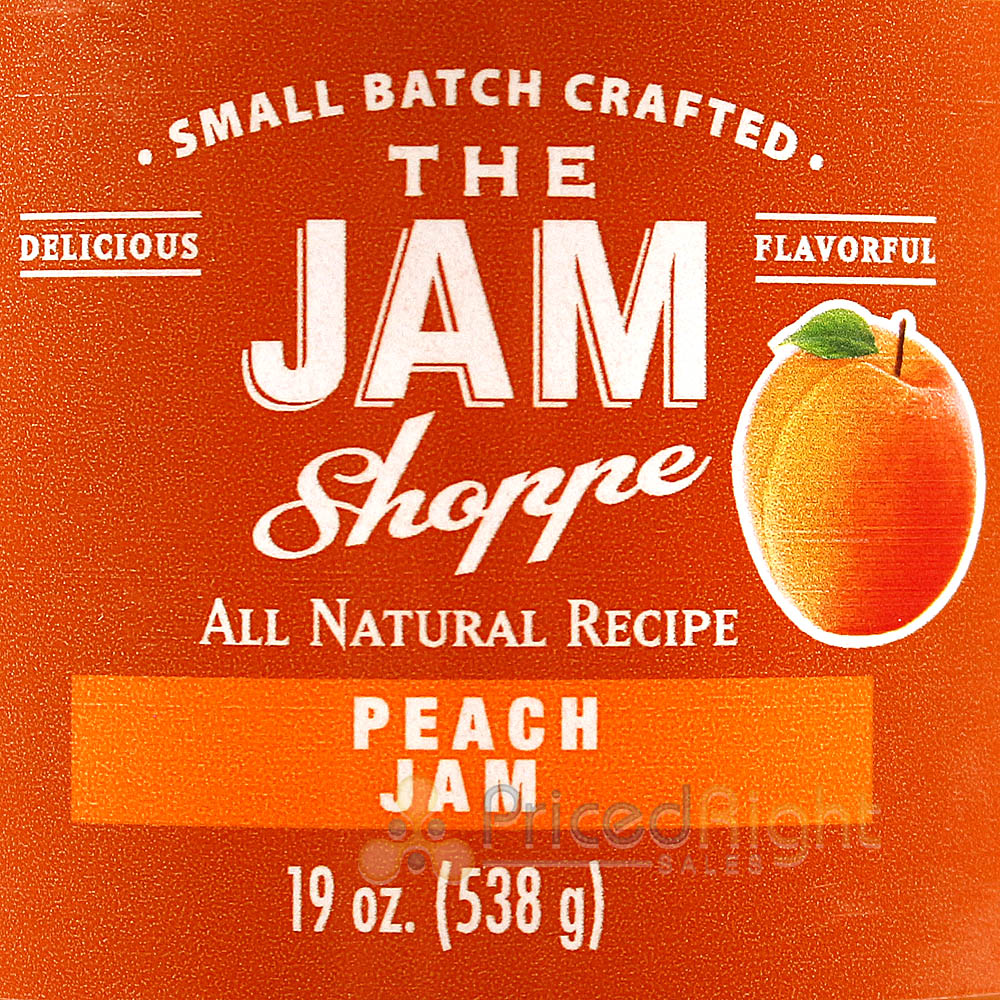 The Jam Shoppe All Natural Peach Jam 19 oz. Jar  Handcrafted Real Fruit Recipe