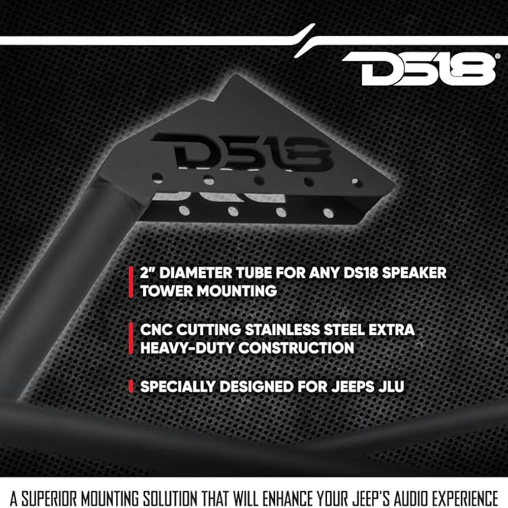 DS18 Tower Speakers Mounting Tube for Jeep JLU Pods Black JL-TUBEUP/BK