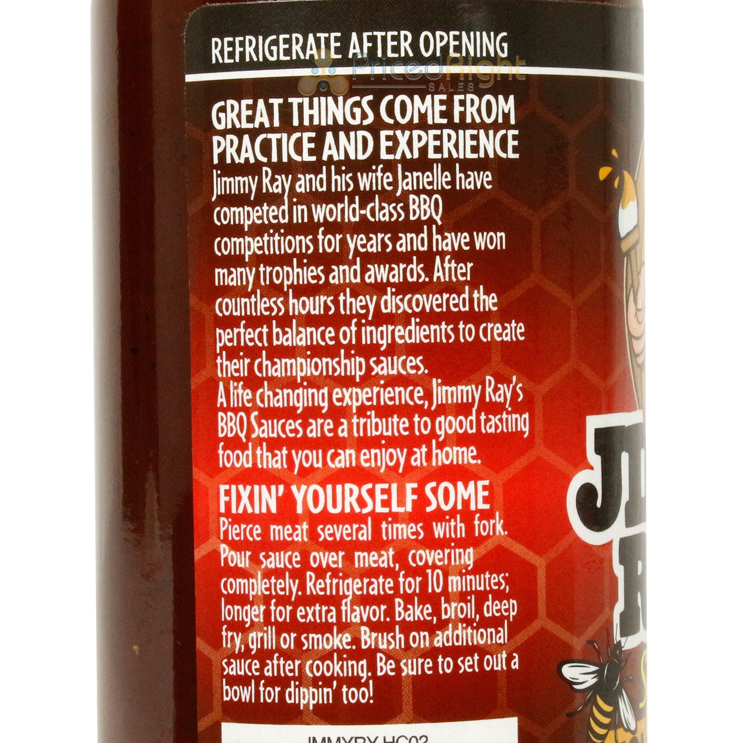 Jimmy Ray's Spicy Sweet Honey Chipotle Sauce Smoky Spice Gluten Free No MSG 12oz