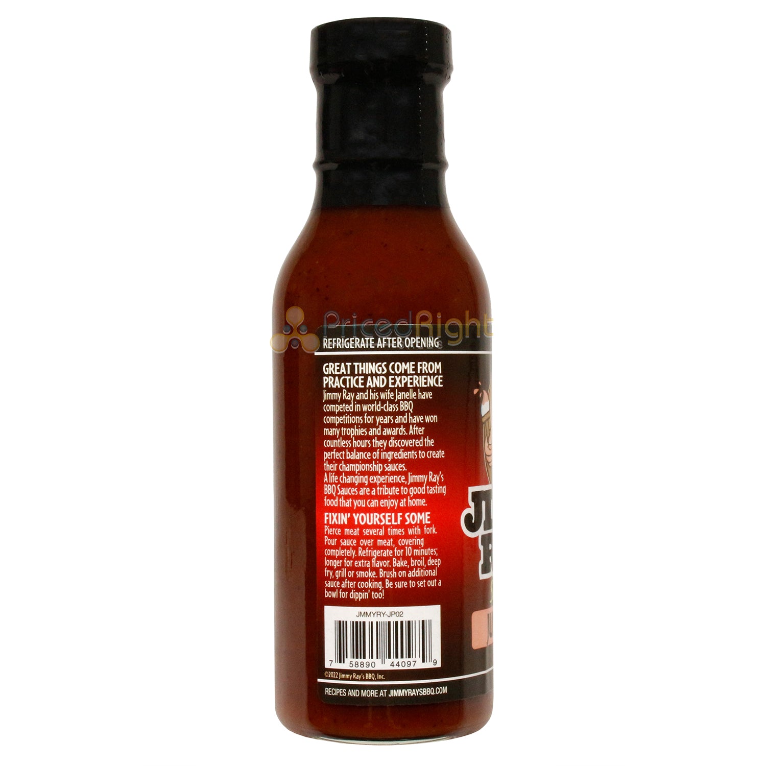 Jimmy Ray's Sassy Sweet Just Peachy BBQ Sauce Pork Gluten Free No MSG 12 Ounce