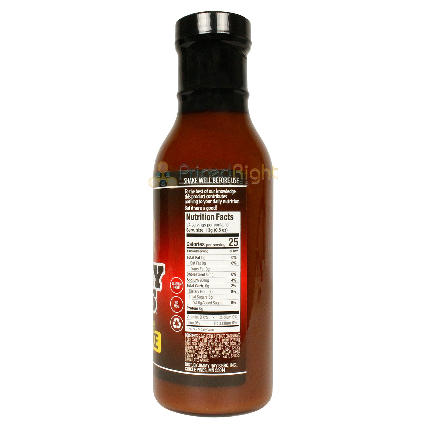 Jimmy Ray's Sweet & Tangy Mustard BBQ Sauce Pork Gluten Free No MSG 12 Ounce