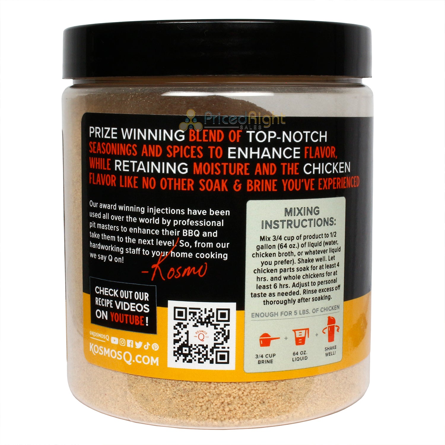 Kosmos Q Soak & Brine Chicken Soak Mix Sugary and Savory 16 Oz Award Winning