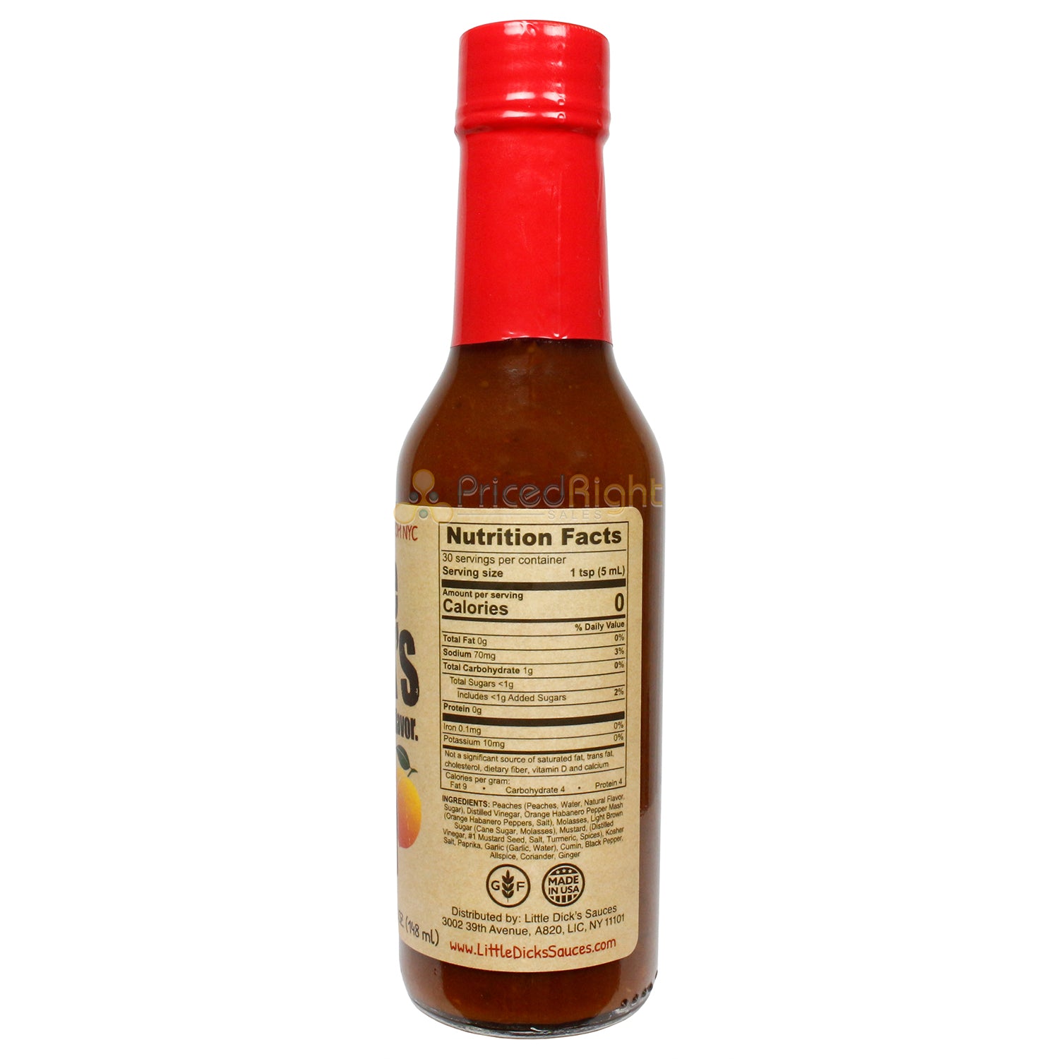 Little Dick's Habanero Peach Hot Sauce Gluten Free 4/5 Spice Small Batch 5 Fl Oz