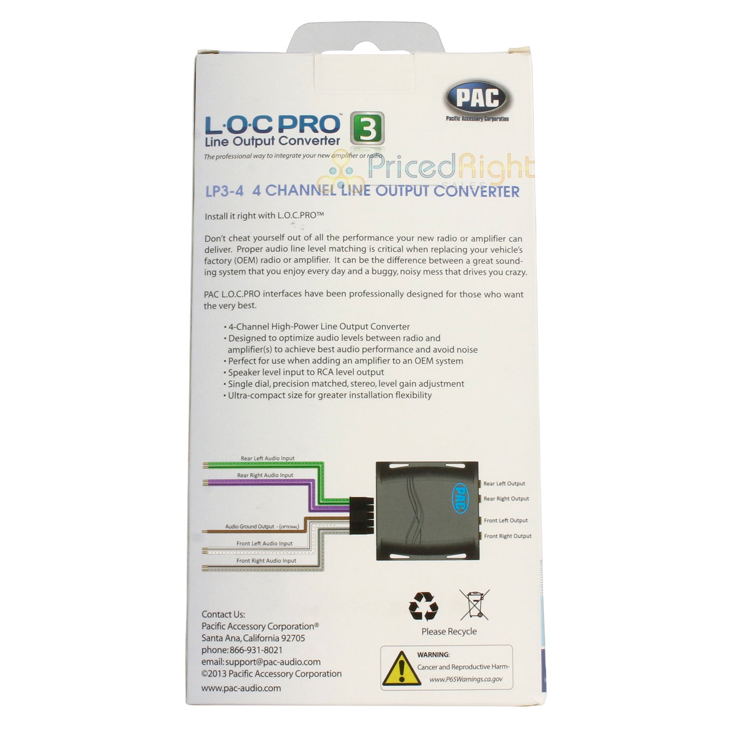 Pac LOCPRO 4 Channel Adjustable Line Converter With Removable Harness LP3-4