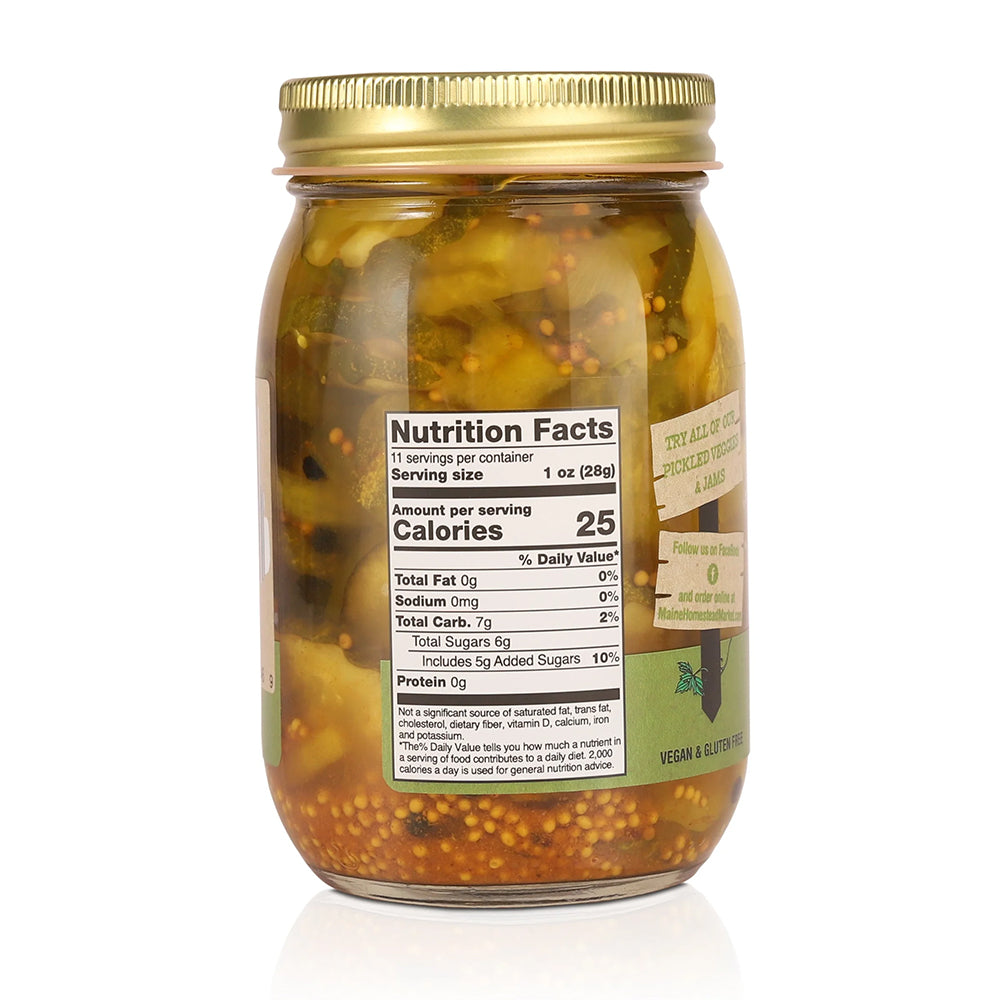 Maine Homestead Bread & Butter Pickles 16 Oz Vegan and Gluten Free