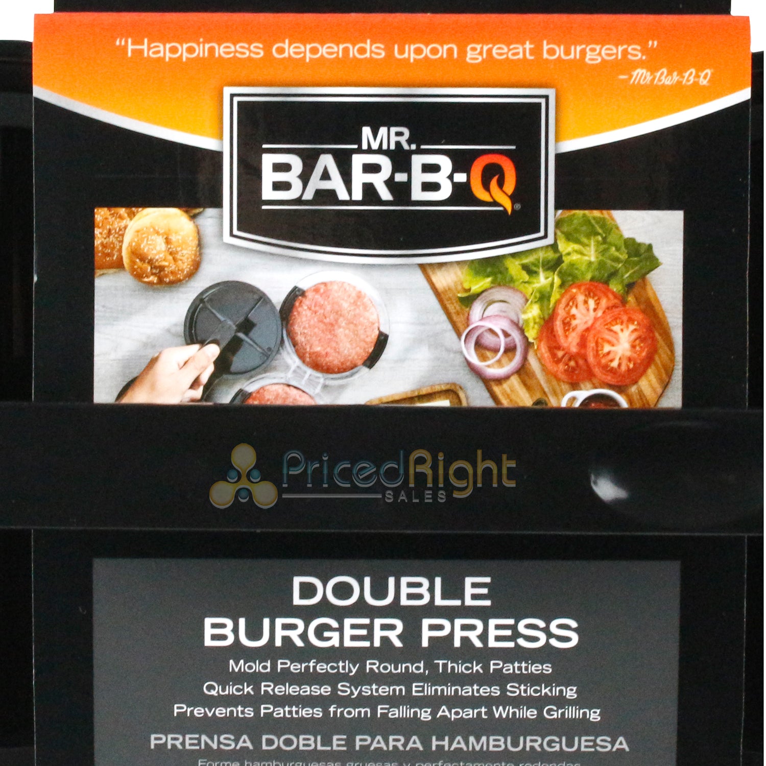 Mr. Bar-B-Q Double Burger Press for Uniform Thick Patties Quick Release 40140Y