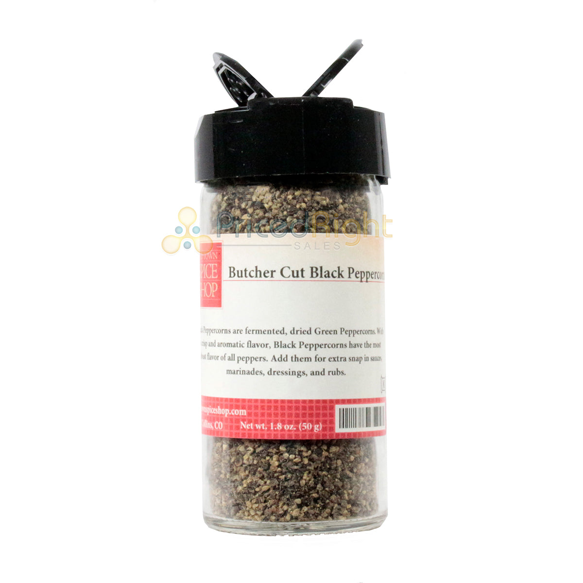 Old Town Spice Shop Black Peppercorn Butcher Cut Dried Crisp Aromatic 1.8 Ounce