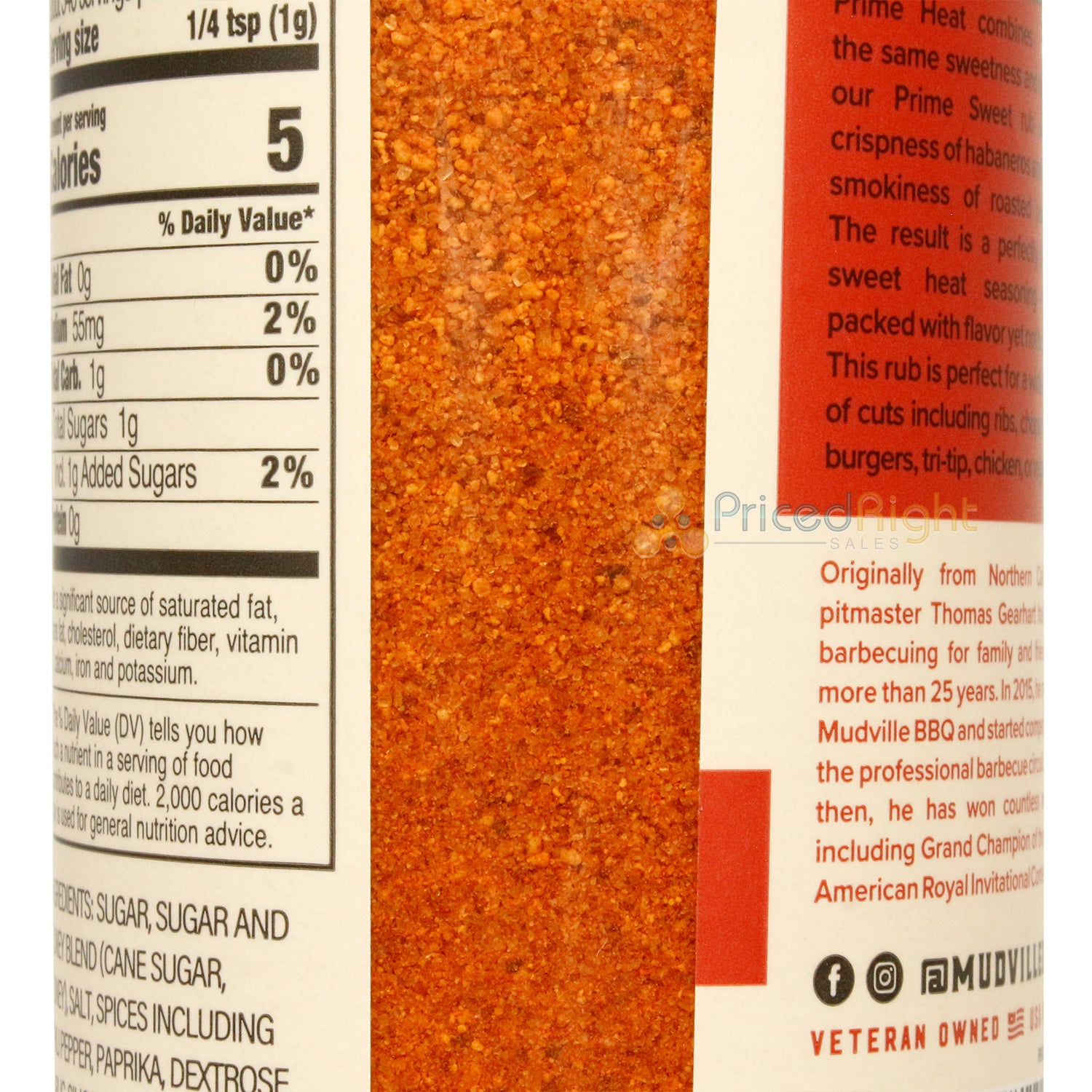 Mudville BBQ Prime Heat All Purpose Rub Sweet & Spicy No MSG Gluten Free 12oz