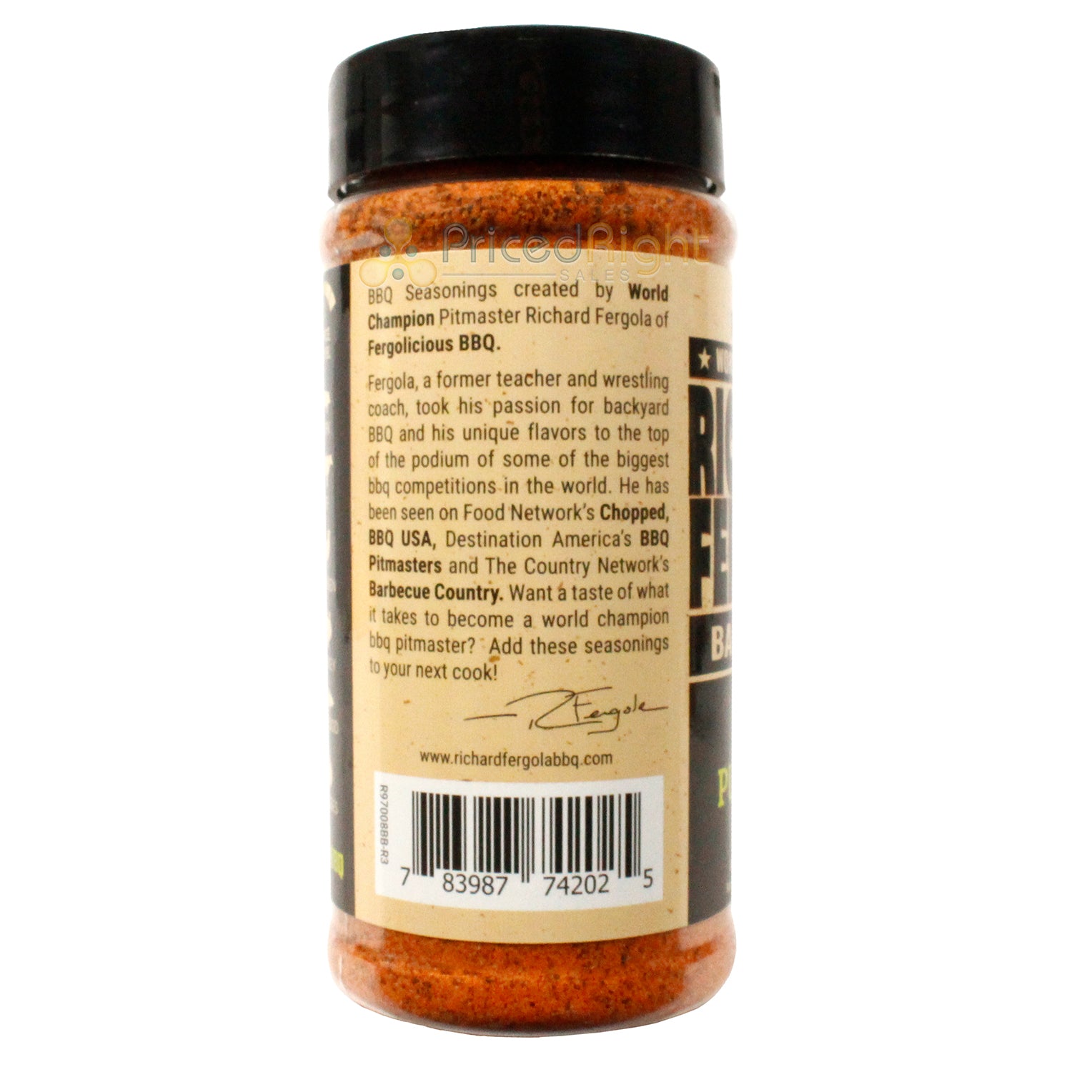 Richard Fergola BBQ All Purpose Mild Heat Rub Pork Beef Chicken Seafood 12 Oz