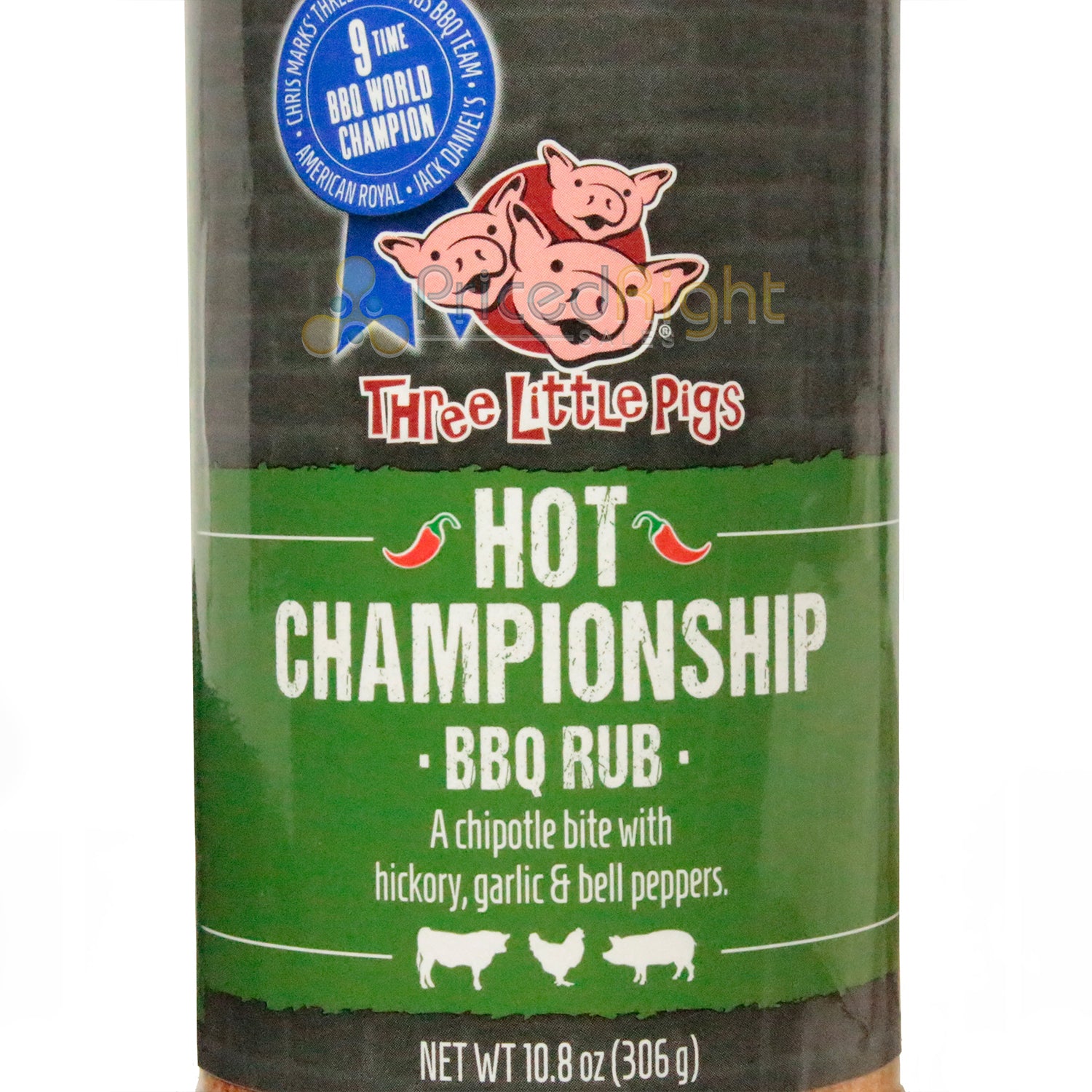 Three Little Pigs Kansas City Hot Championship BBQ Rub All Purpose 10.8 Ounce