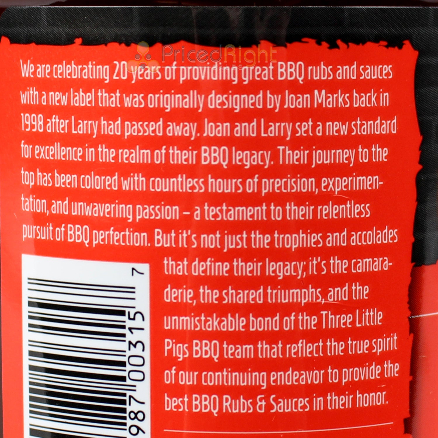 Three Little Pigs Kansas City Style Sweet BBQ Sauce 20.2 Oz Award OW85500