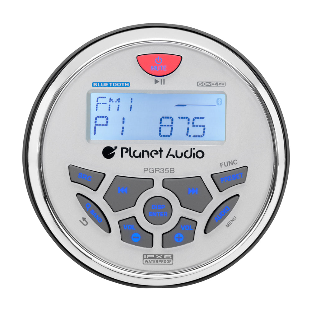 Planet Audio Bluetooth Marine Gauge Receiver AM/FM & Weather Band W/ Amplifier