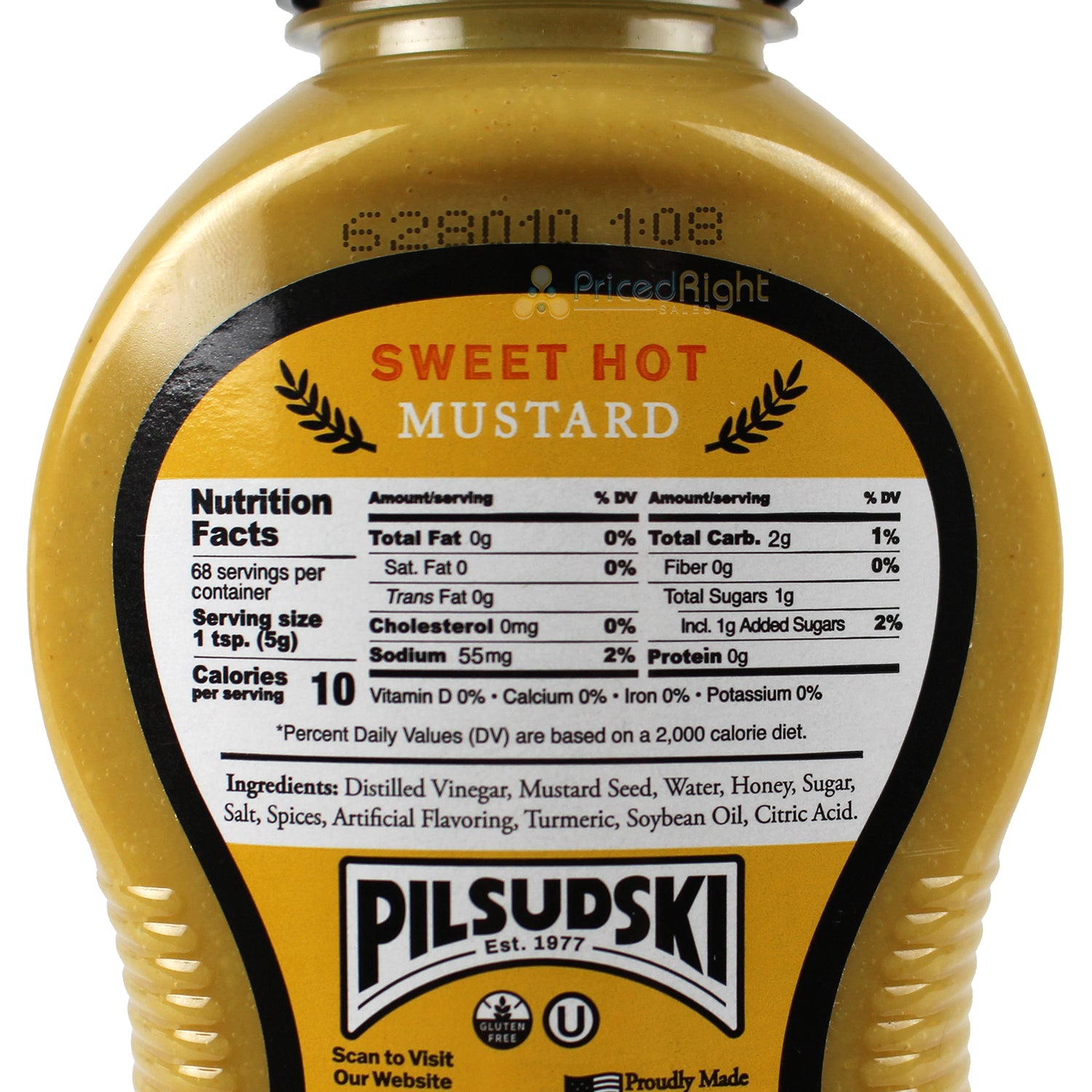 Pilsudski Sweet Hot Mustard with Honey 12 Oz Gluten Free and Kosher